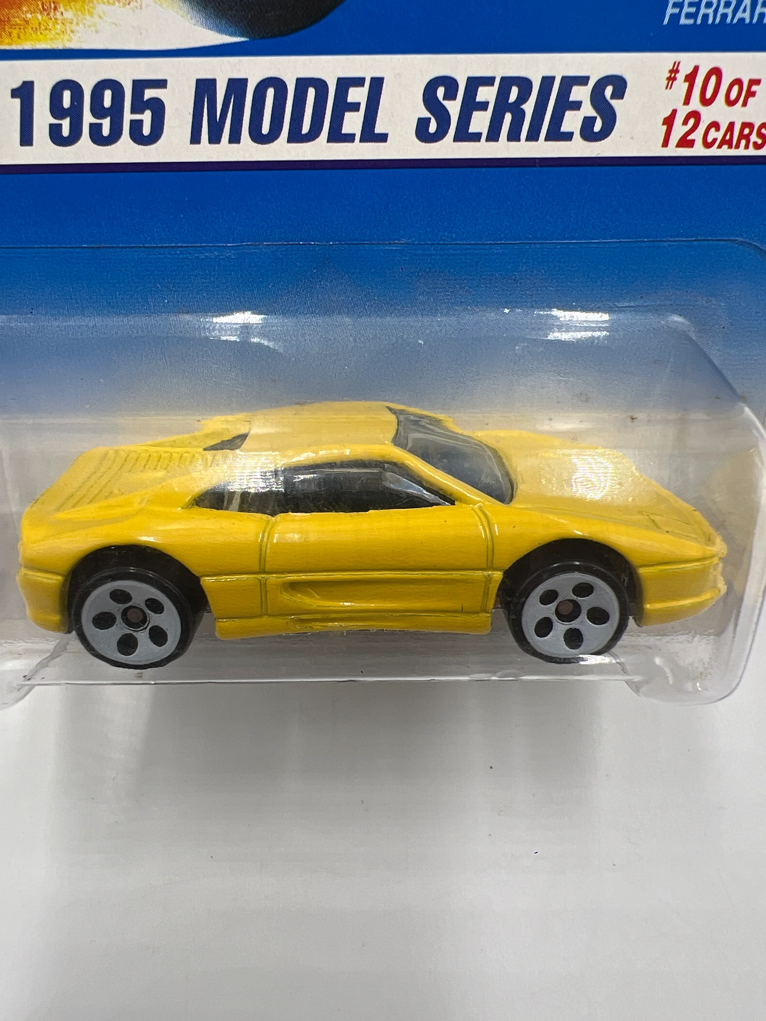 1995 Hot Wheels Model Series #350 Ferrari 355 Yellow 5 Dot White Wheels - Image 3