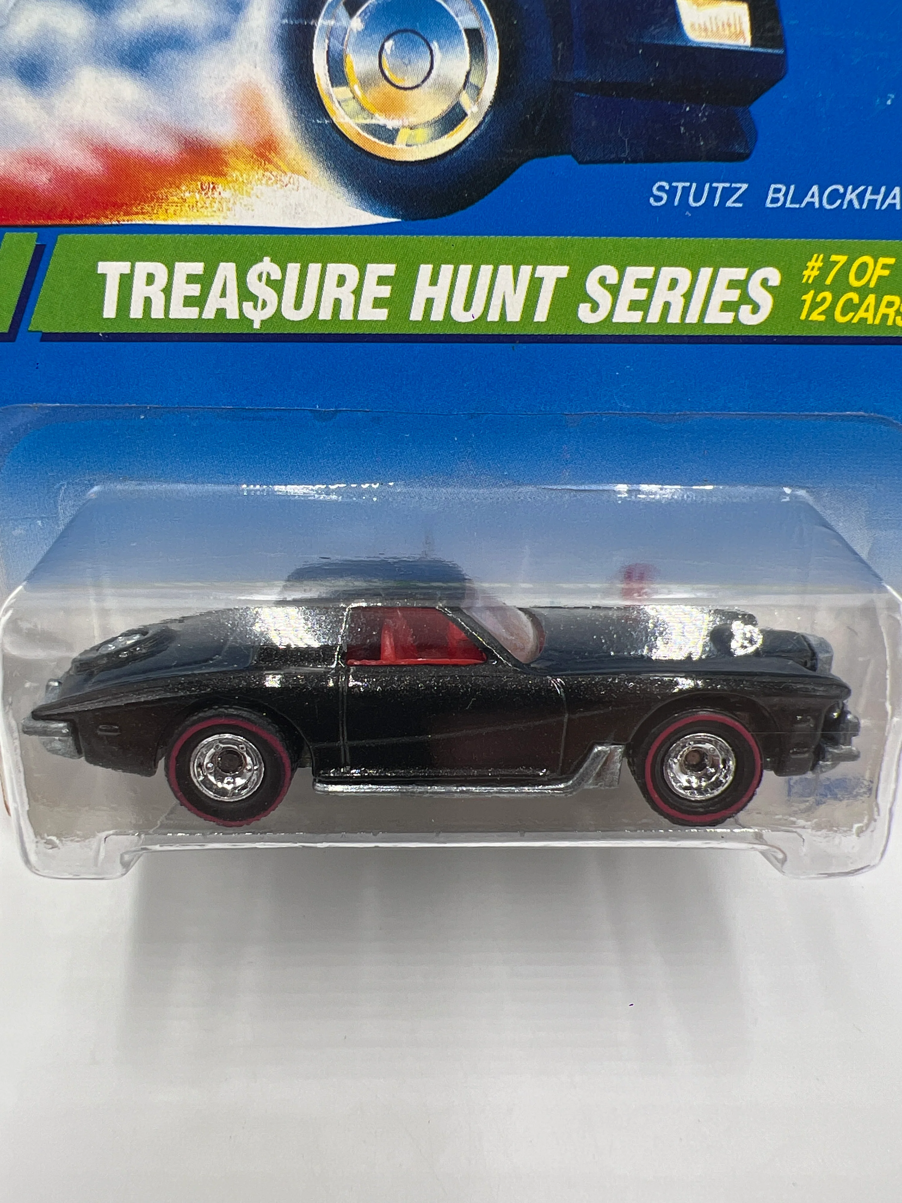 1995 Hot Wheels Treasure Hunt Series #7 Real Riders Stutz Blackhawk Black W/Protector Card Has Wrinkles - Image 2