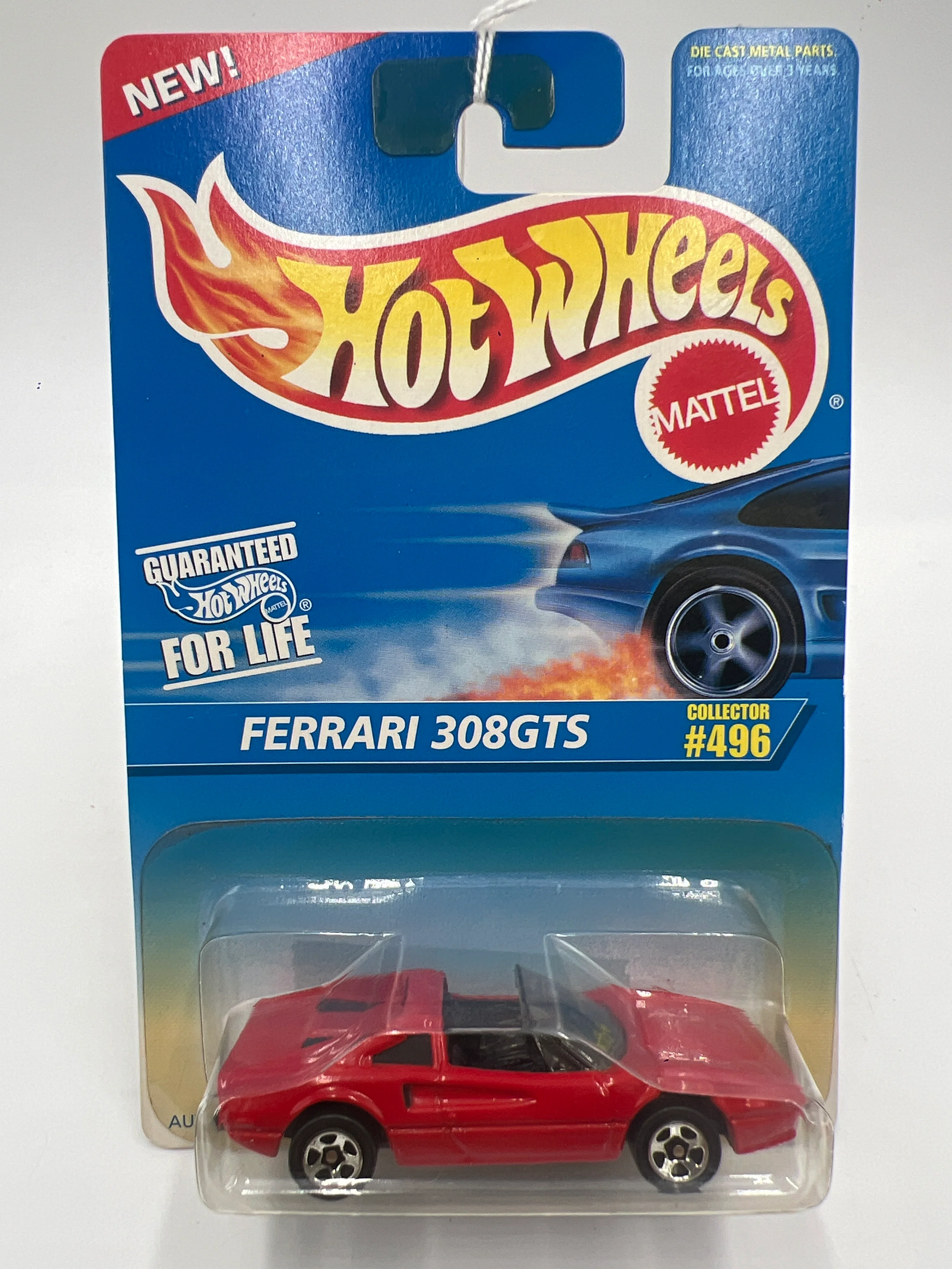 1996 Hot Wheels #496 Ferrari 308GTS Red *Yellowed Blister* - Image 2