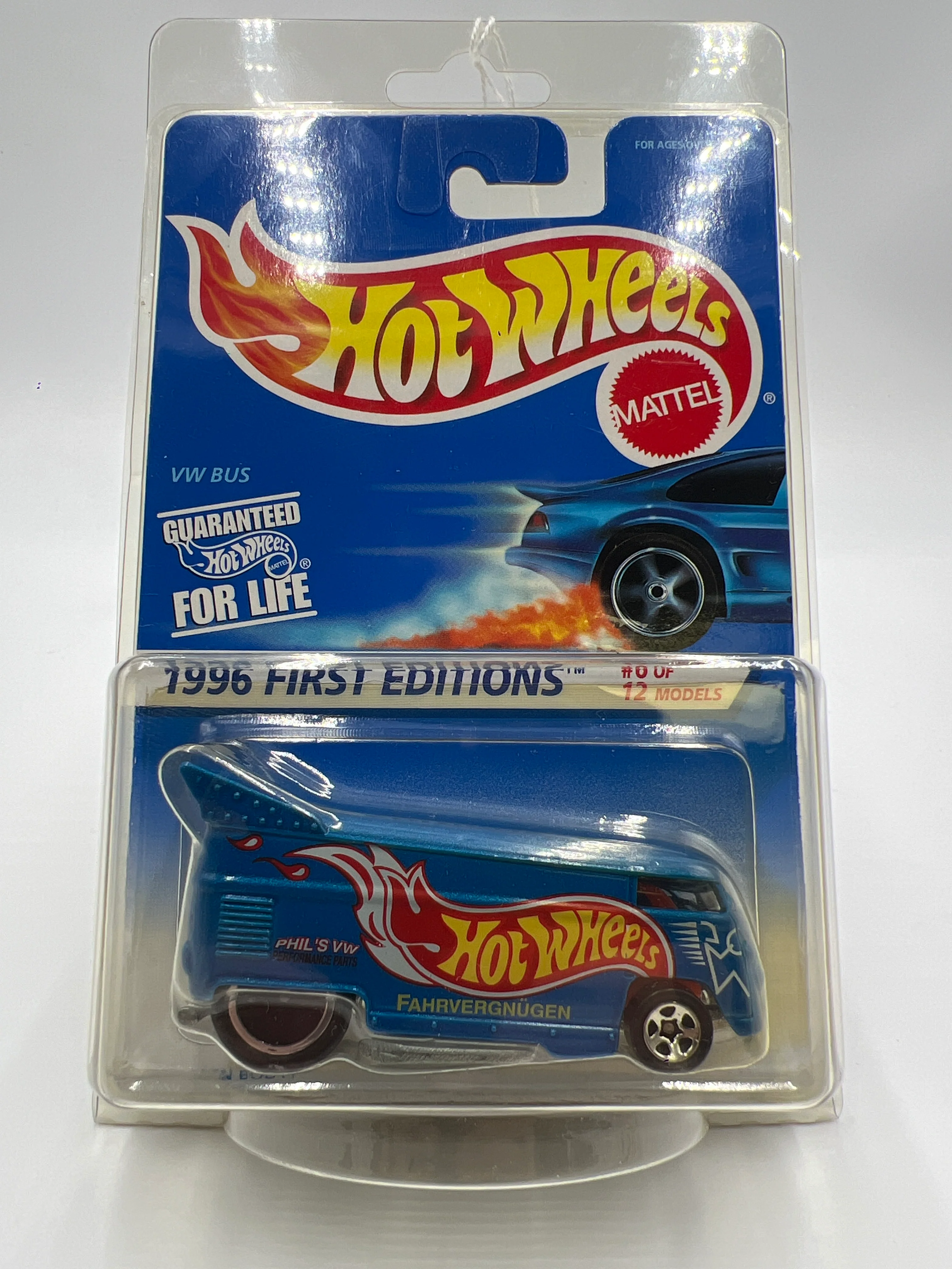 1998 Hot Wheels 30th Anniversary #6 1996 First Editions VW Bus Blue W/Protector - Image 7