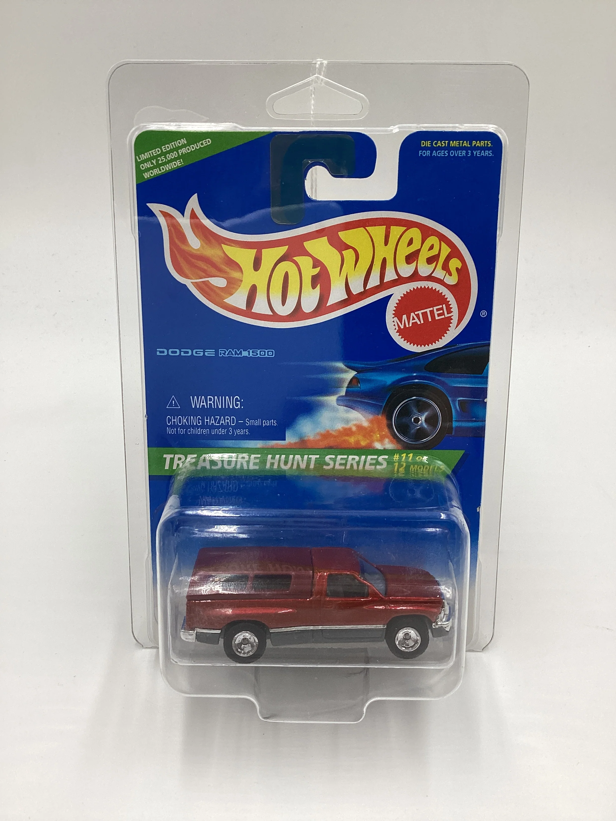 1996 Hot Wheels Treasure Hunt #438 Dodge Ram 1500 Red W/Protector - Image 9