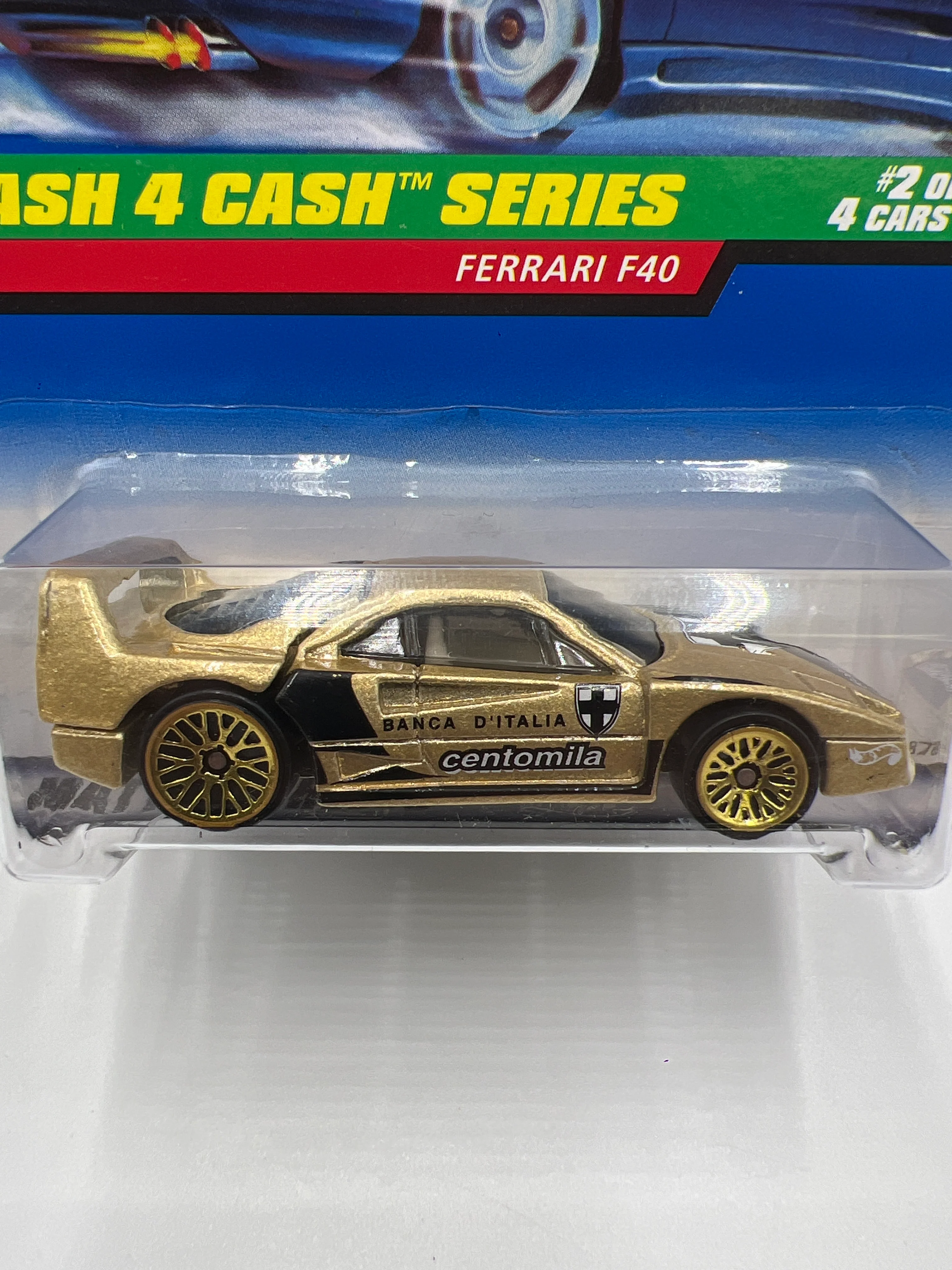 1998 Hot Wheels #722 Dash 4 Cash Series Ferrari F40 Gold - Image 2