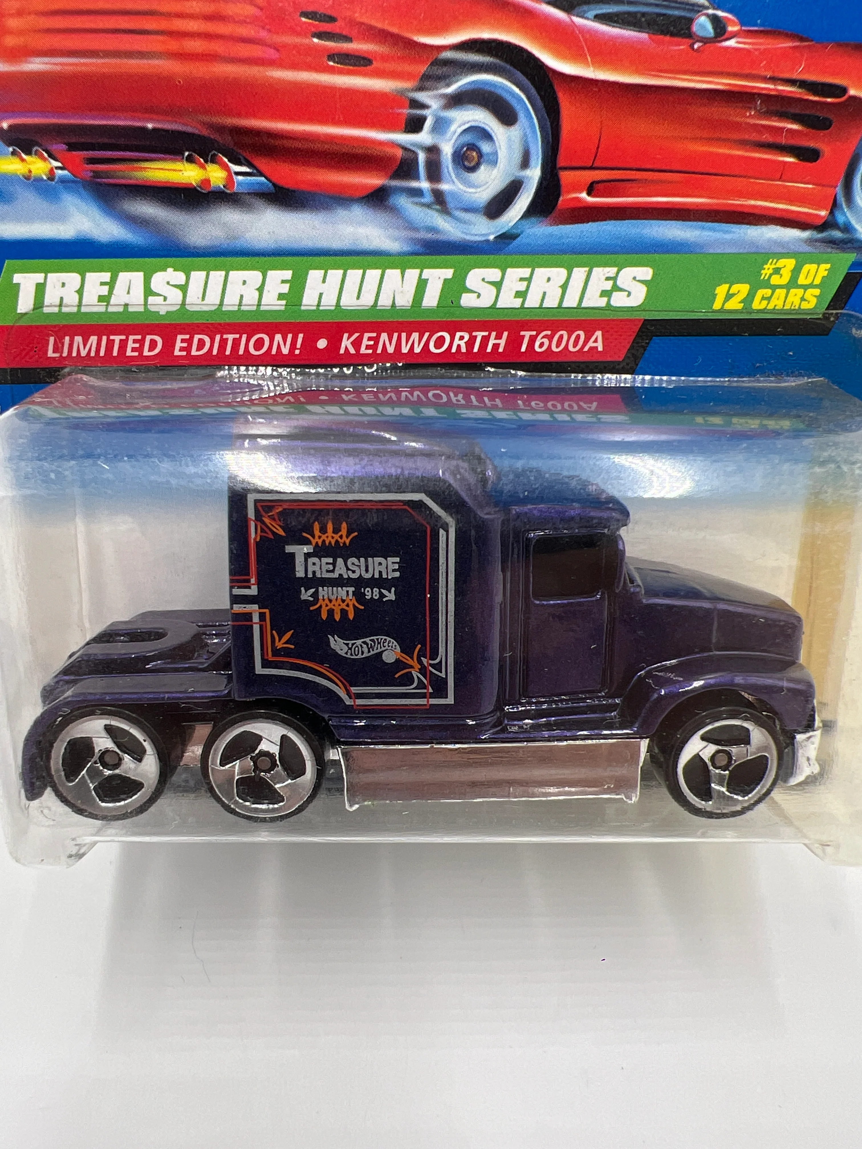 1998 Hot Wheels Treasure Hunt #751 Kenworth T600A Purple Card Not Perfect 282A - Image 2