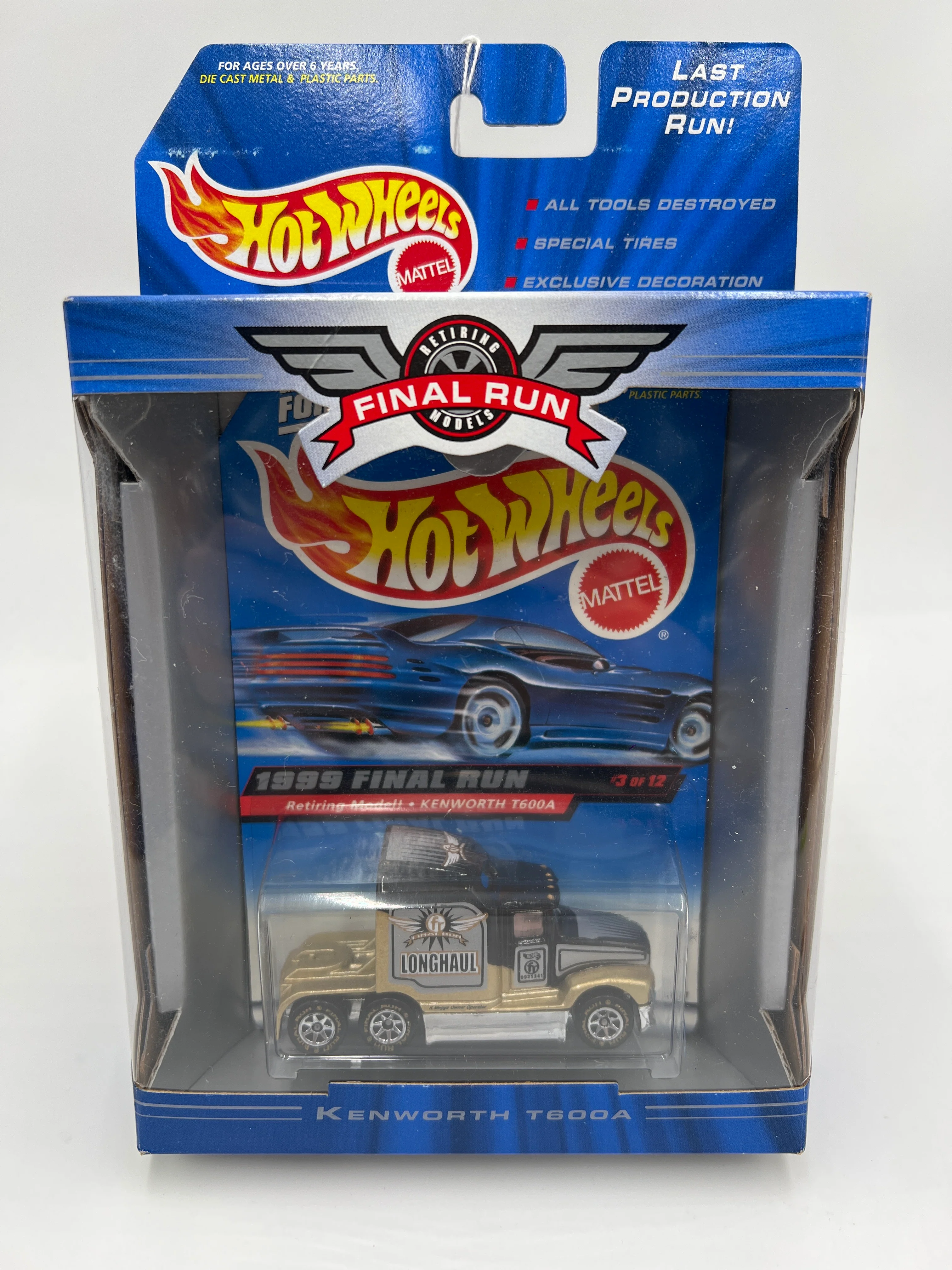 1999 Hot Wheels Final Run #3 Kenworth T600A Black/Gold - Image 2