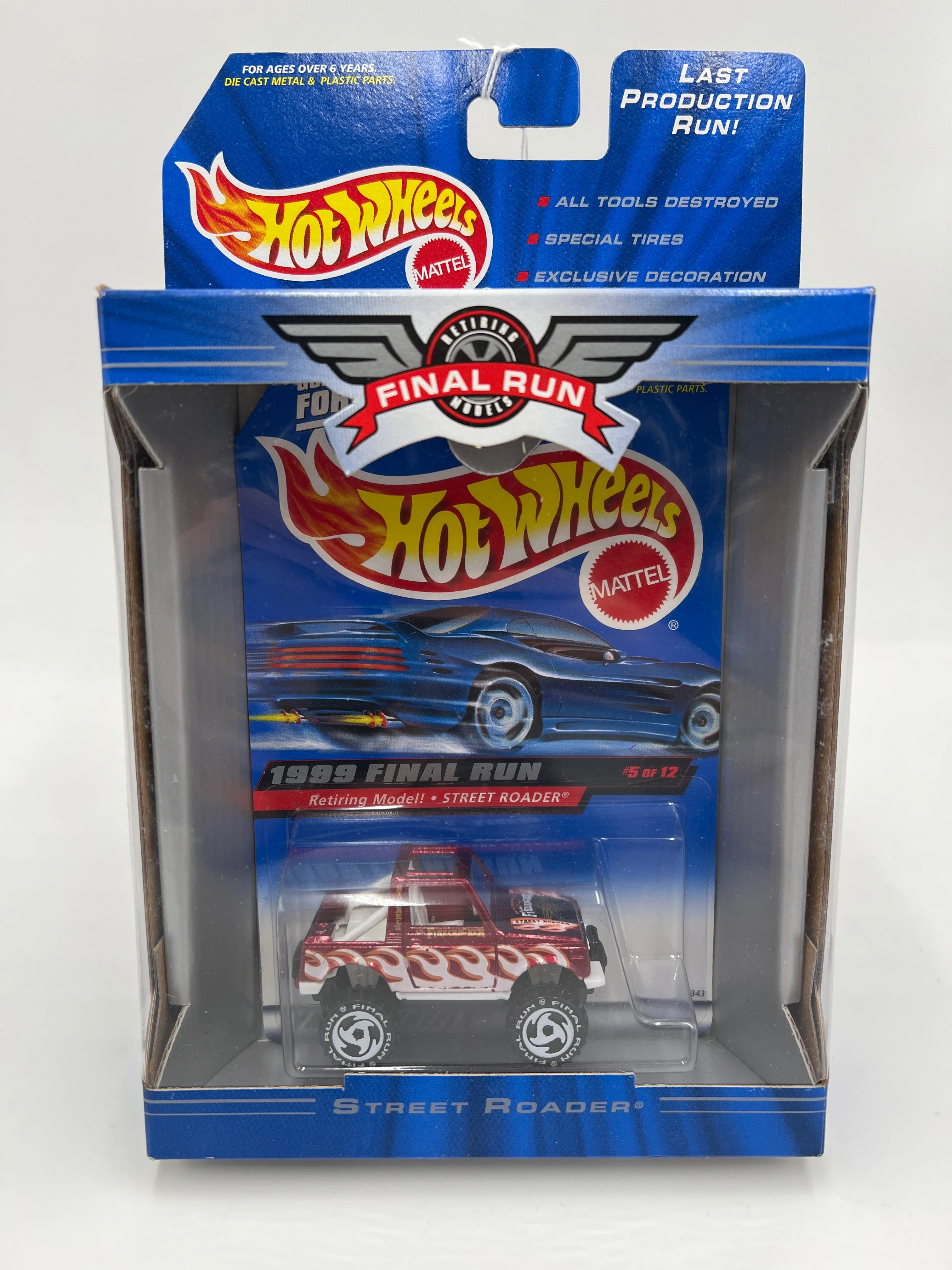 1999 Hot Wheels Final Run #5 Street Roader Red/White - Image 2