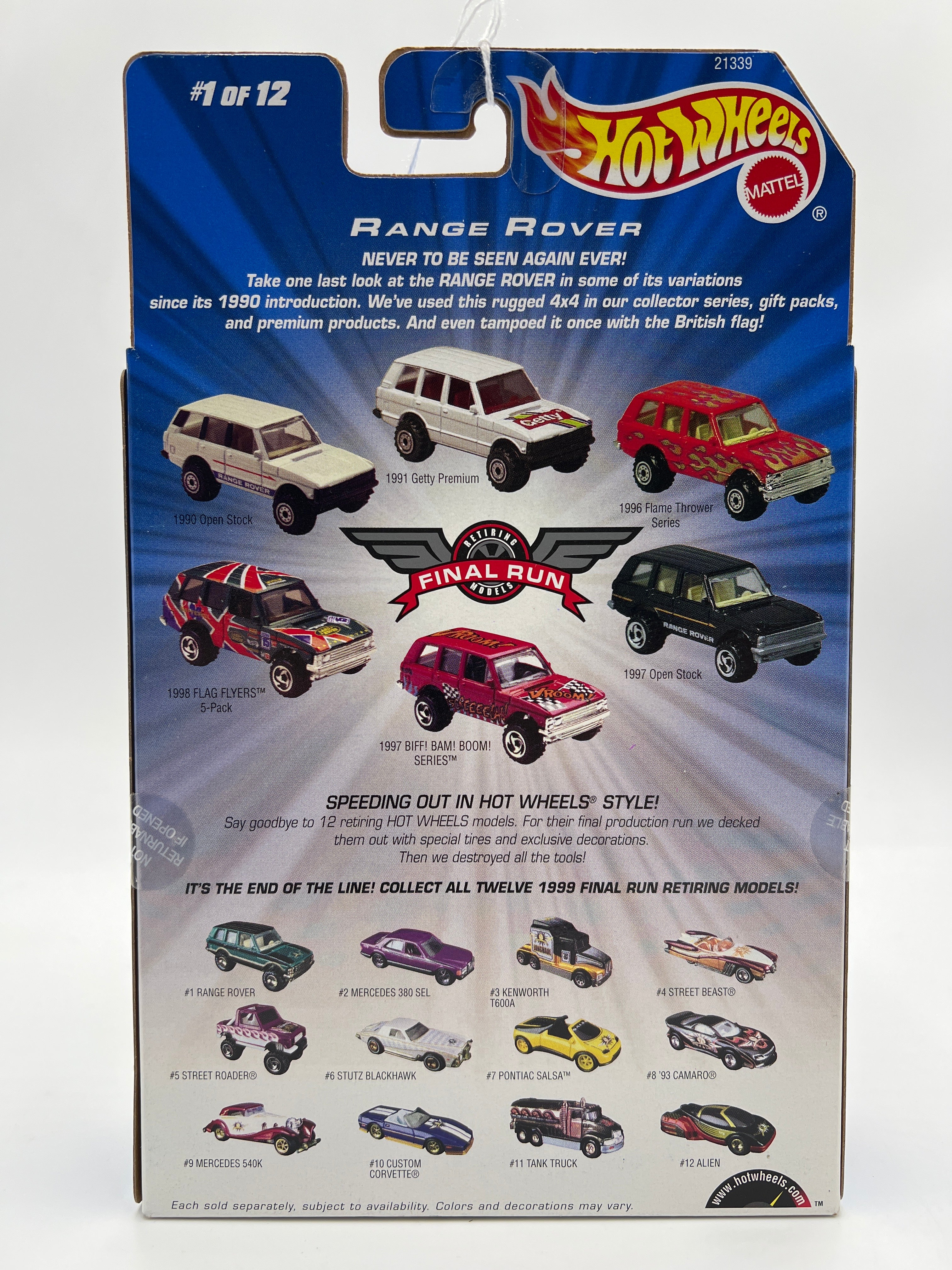 1999 Hot Wheels Final Run #1 Range Rover Green W/Real Riders - Image 6