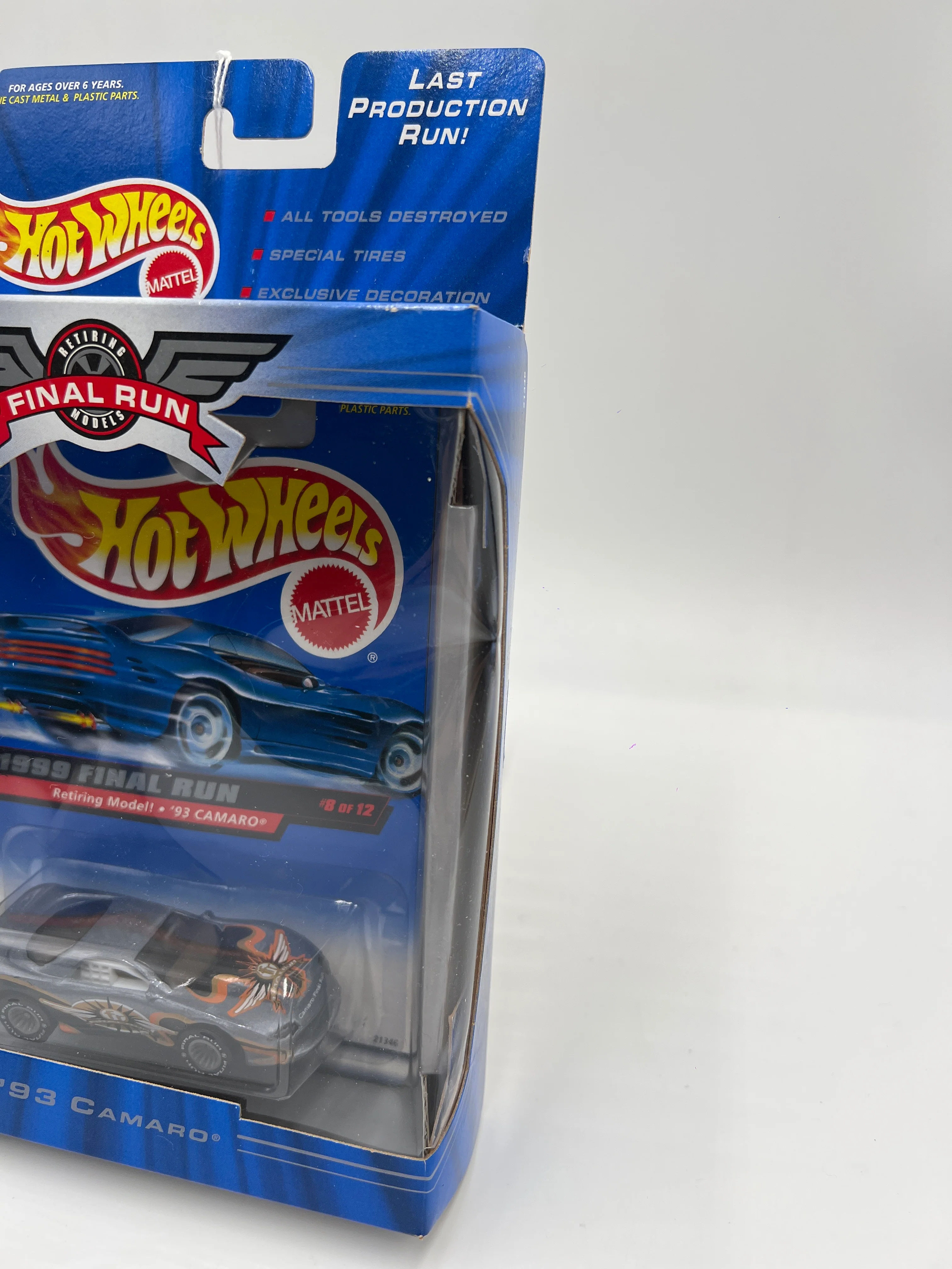 1999 Hot Wheels Final Run #8 93 Camaro Gray W/Real Riders - Image 4