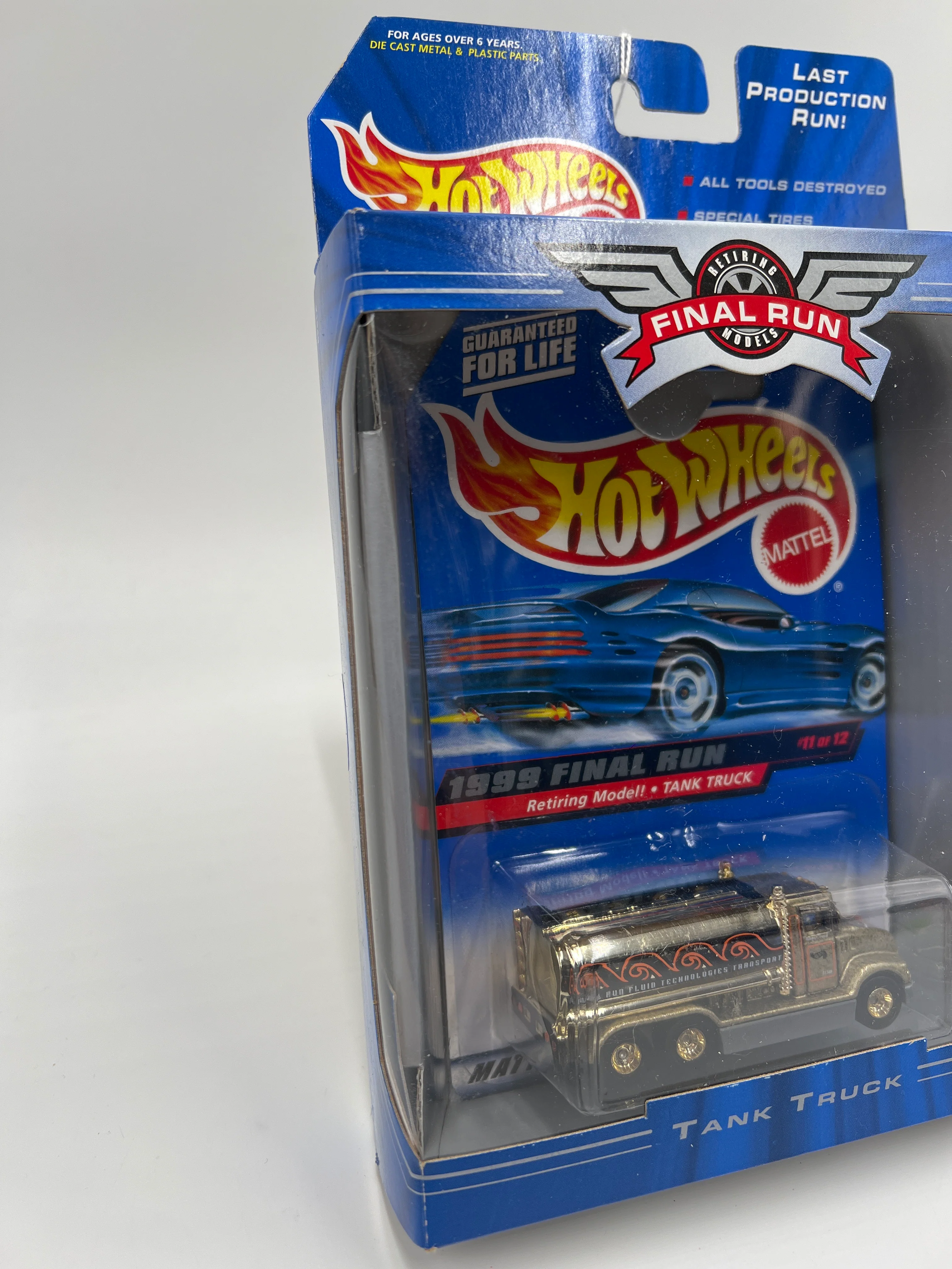 1999 Hot Wheels Final Run #11 Tank Truck Gold W/Real Riders - Image 5