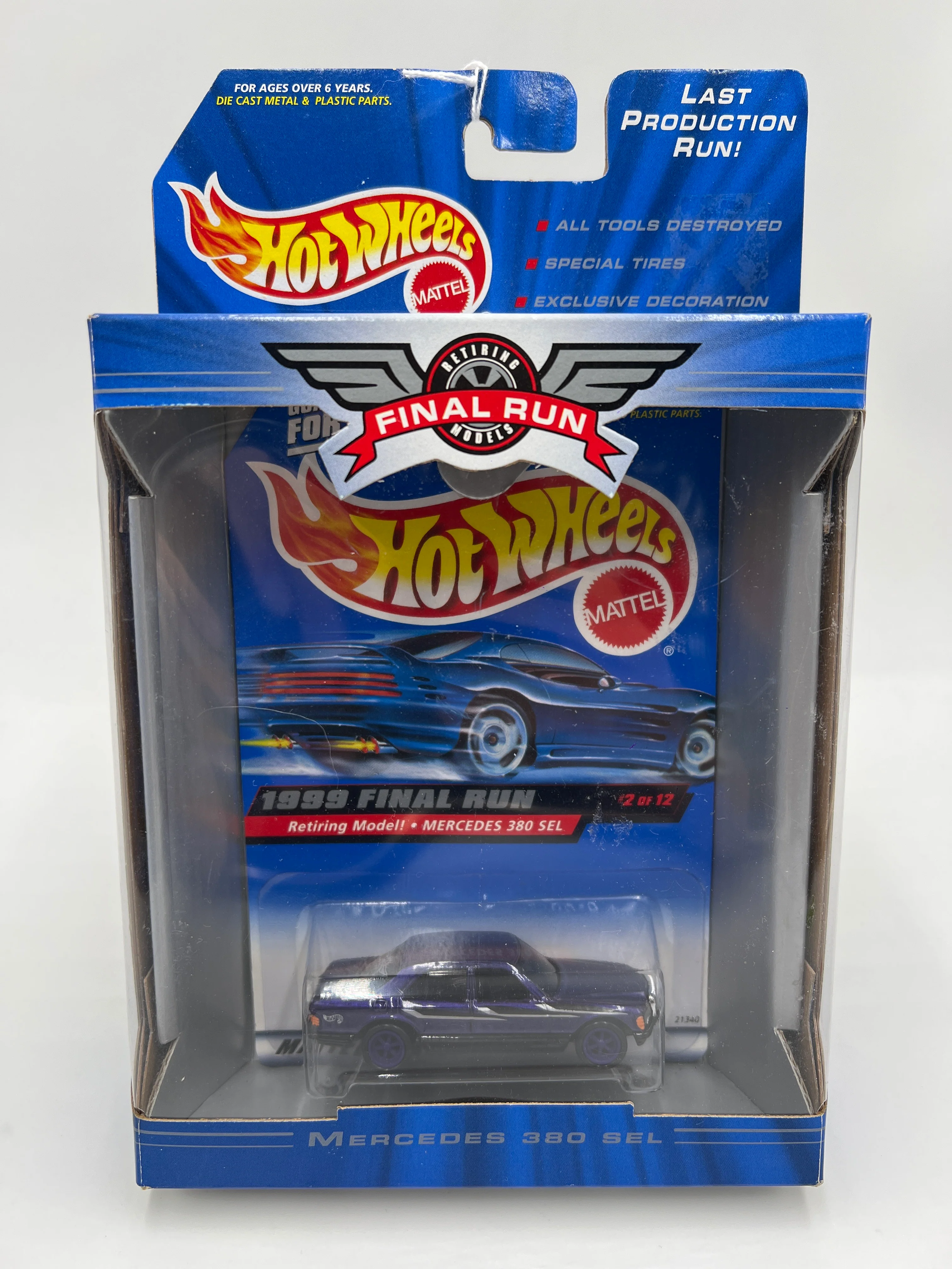 1999 Hot Wheels Final Run #2 Mercedes 380 SEL Purple - Image 2