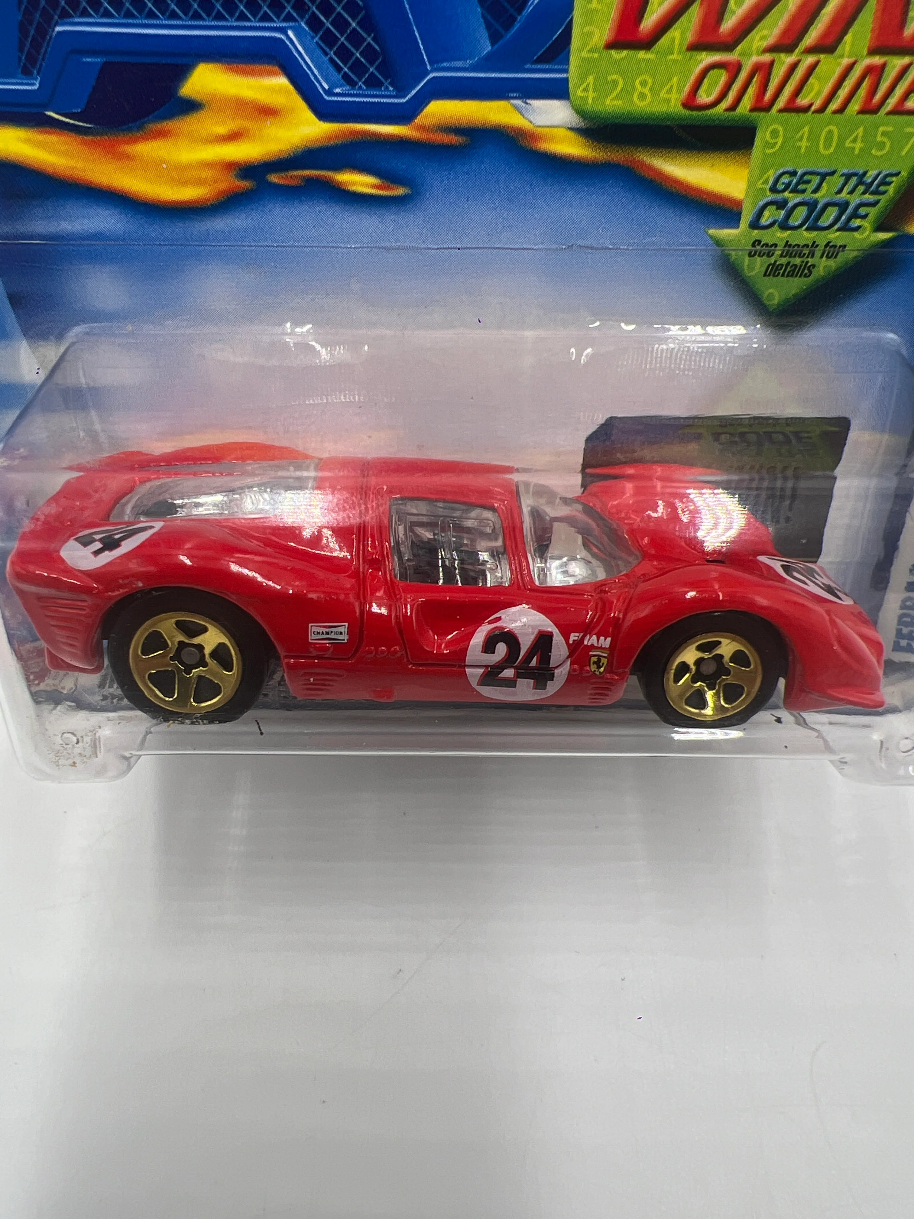 2002 Hot Wheels First Editions #025 Ferrari P4 Red *Card Stains Back* - Image 3
