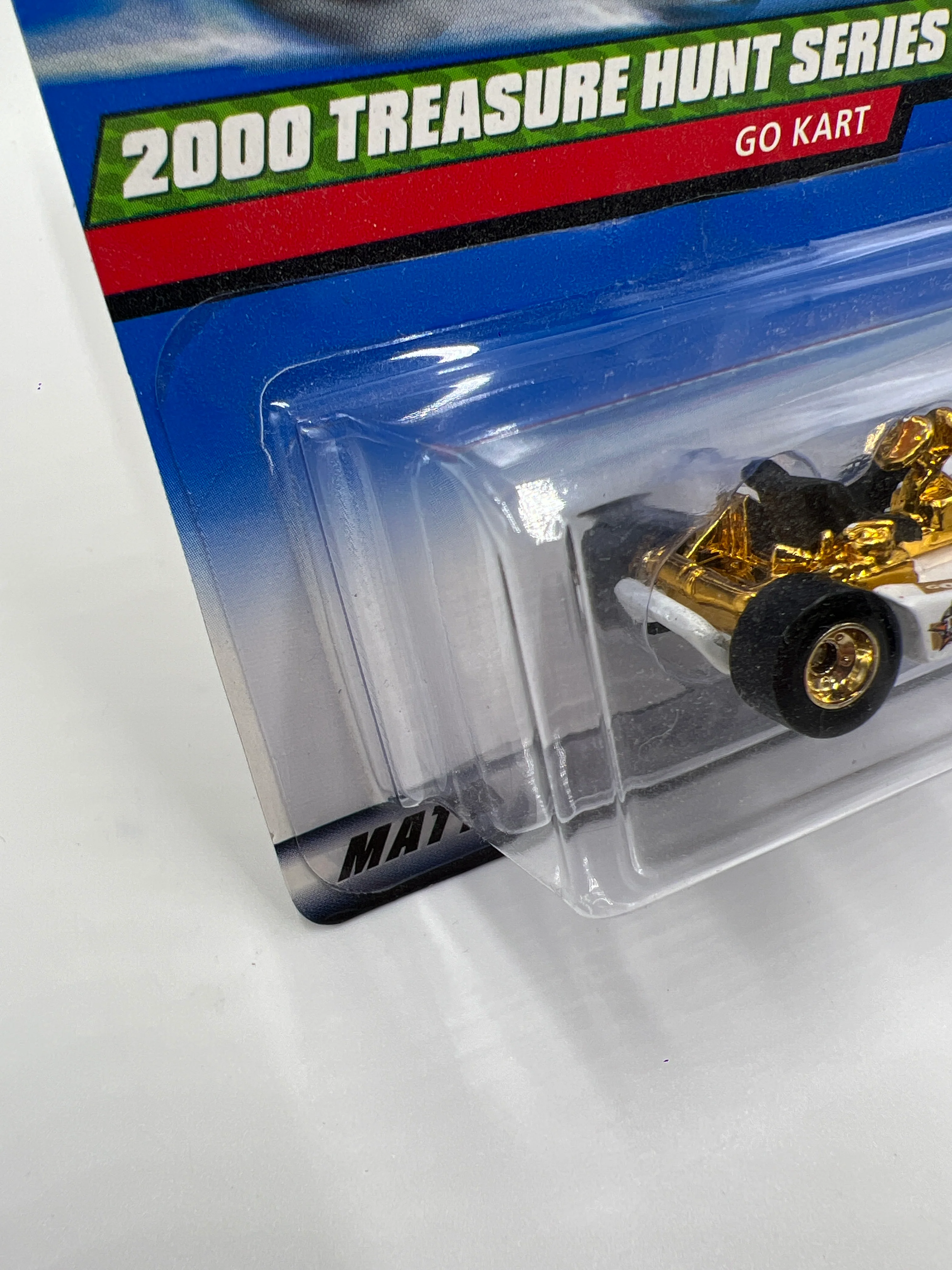 2000 Hot Wheels Treasure Hunt Real Riders Series #53 Go Kart White/Gold W/Protector - Image 4