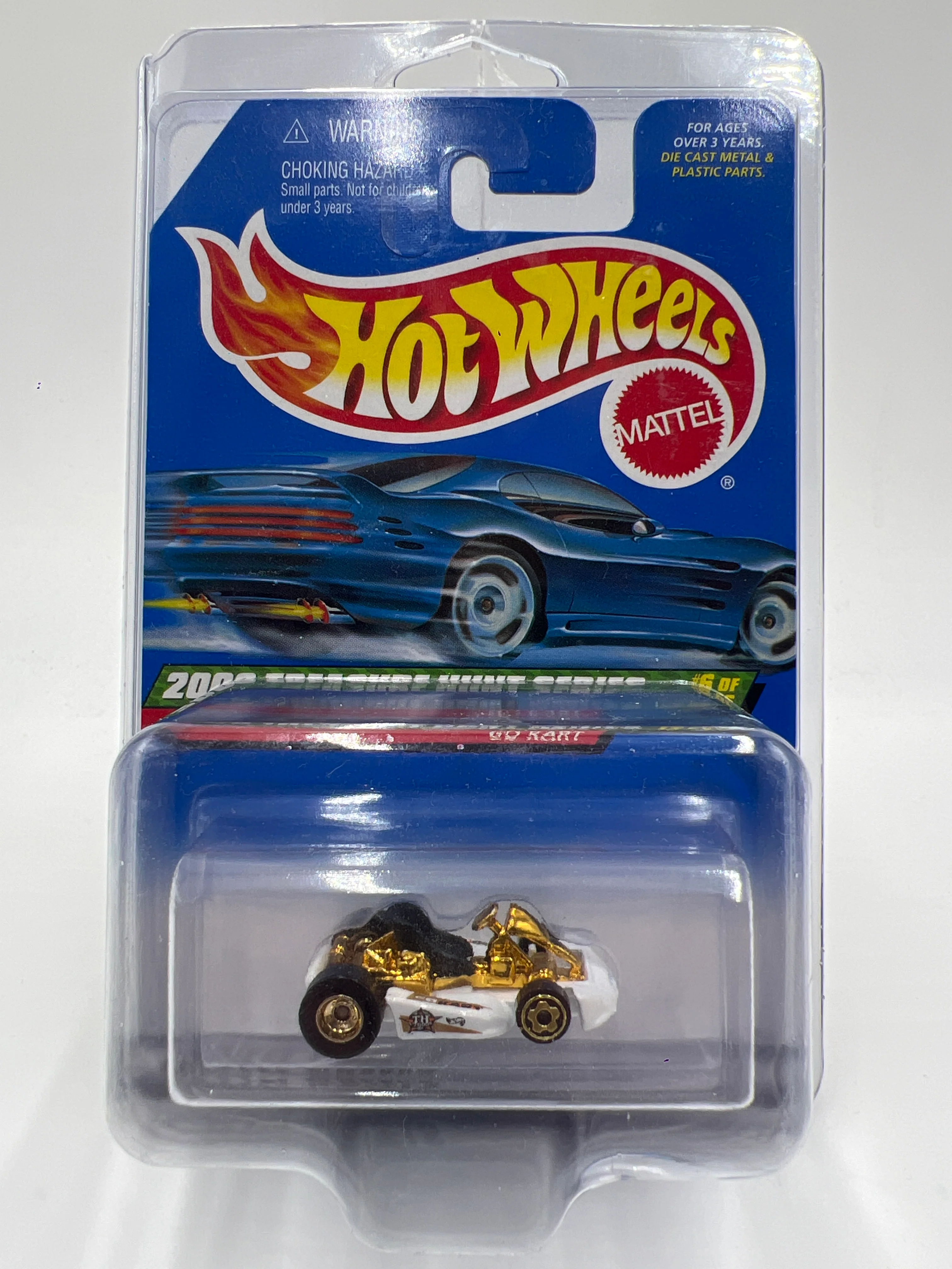 2000 Hot Wheels Treasure Hunt Real Riders Series #53 Go Kart White/Gold W/Protector - Image 7