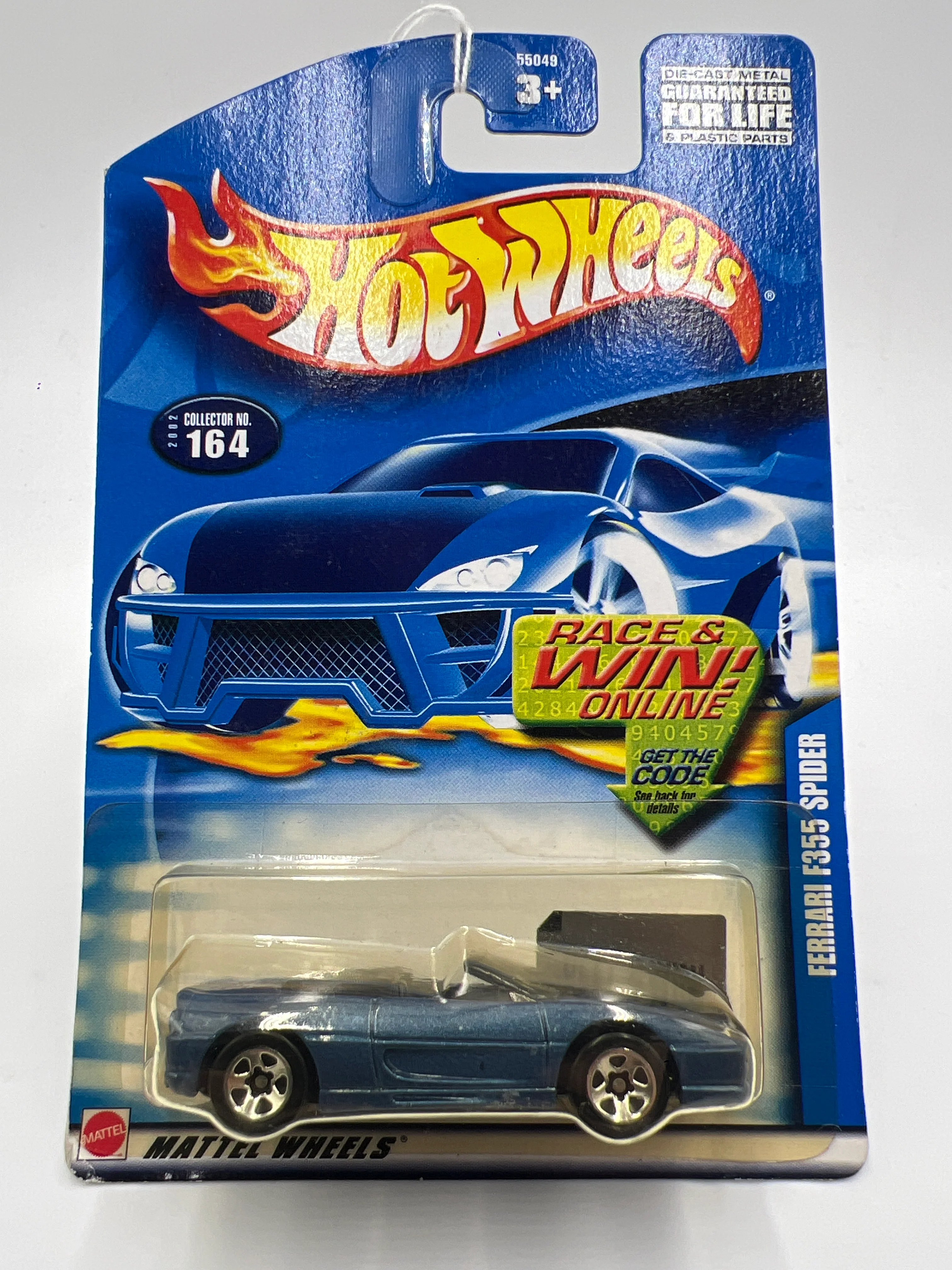 2002 Hot Wheels #164 Ferrari F355 Spider Blue SR - Image 2