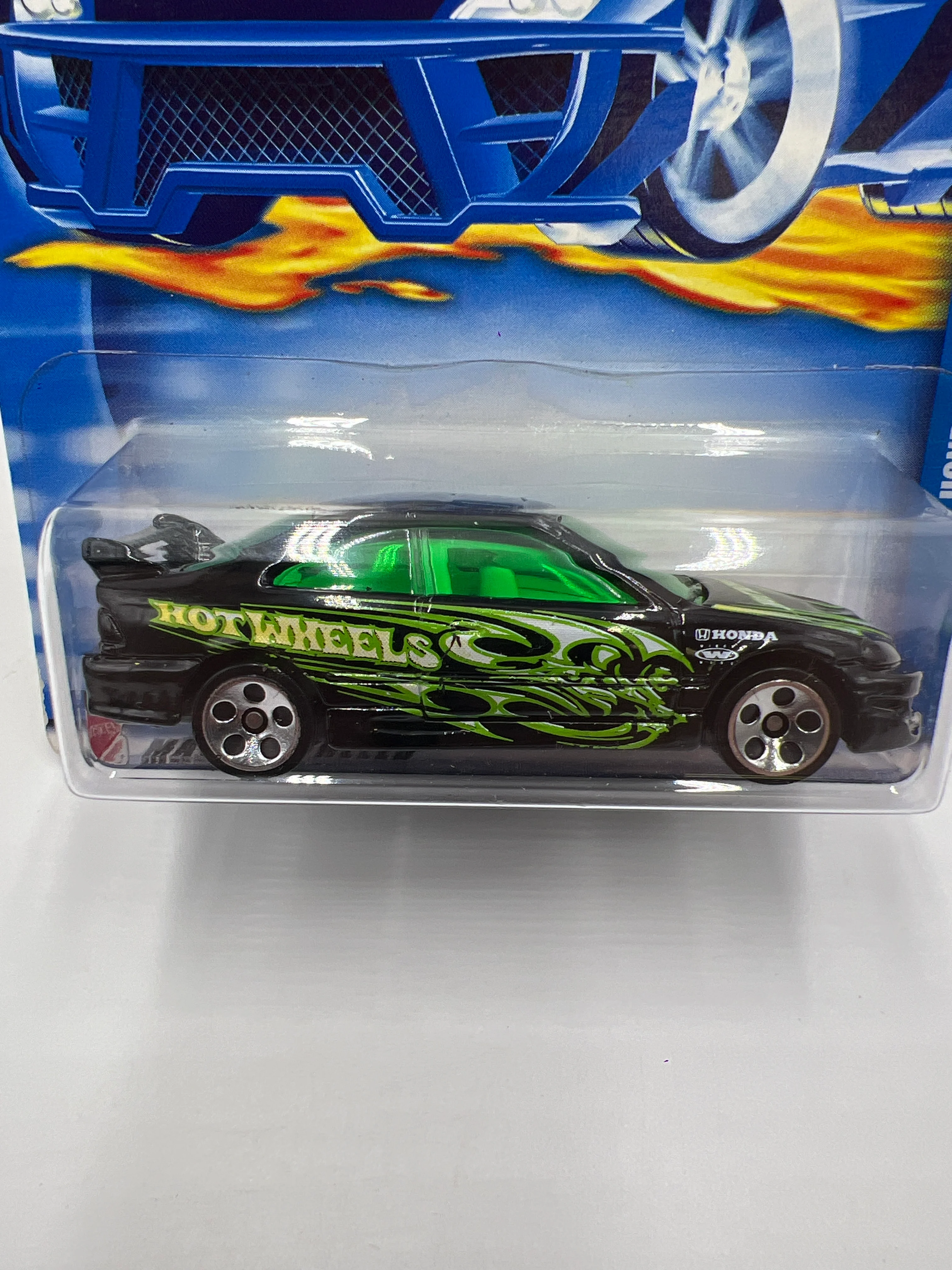 2002 Hot Wheels Collector #115 Honda Civic Black/Green 76A - Image 3