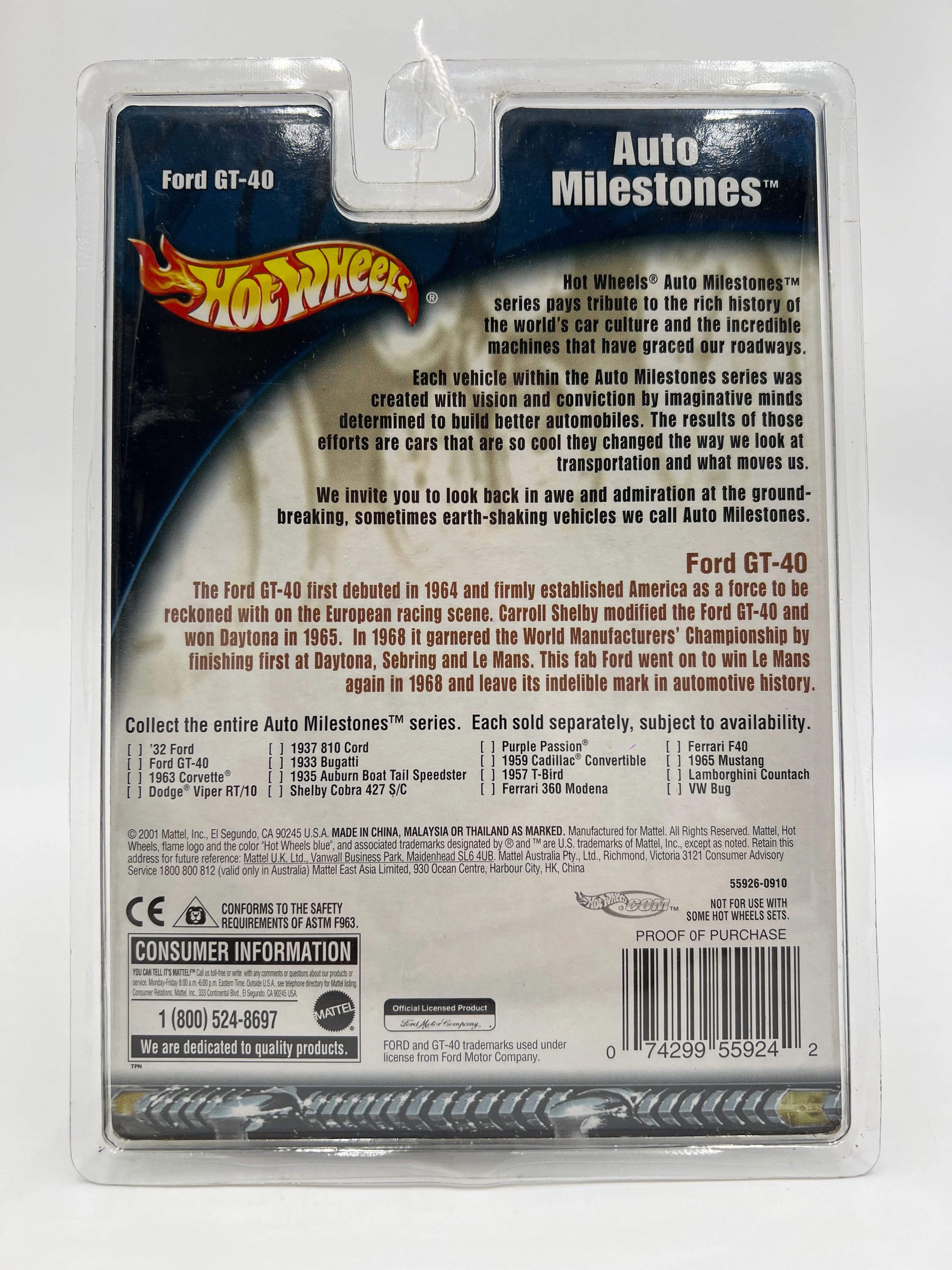 2002 Hot Wheels Auto Milestones Ford GT-40 Black SR - Image 6