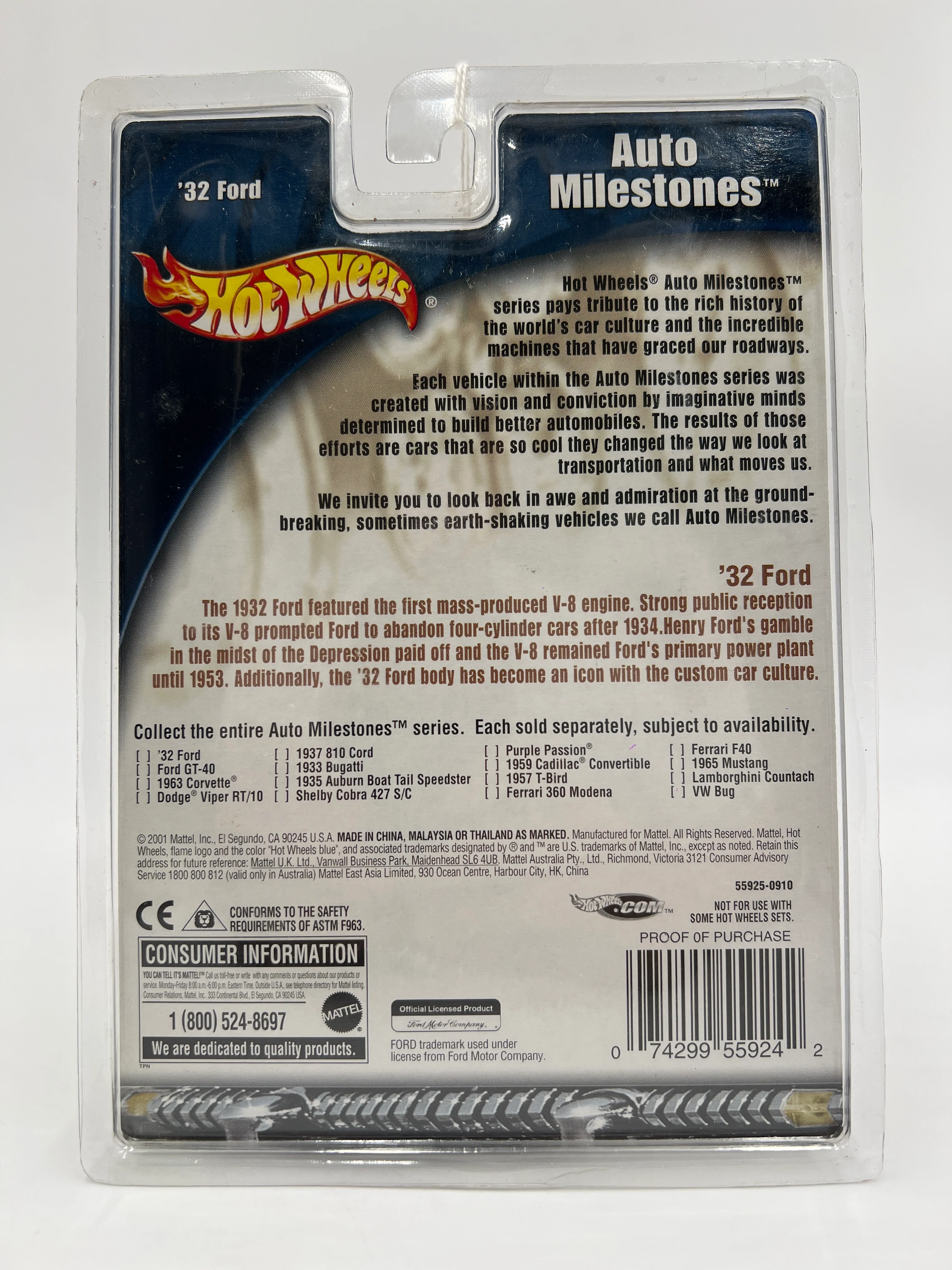 2002 Hot Wheels Auto Milestones 32 Ford Black/White SR - Image 6