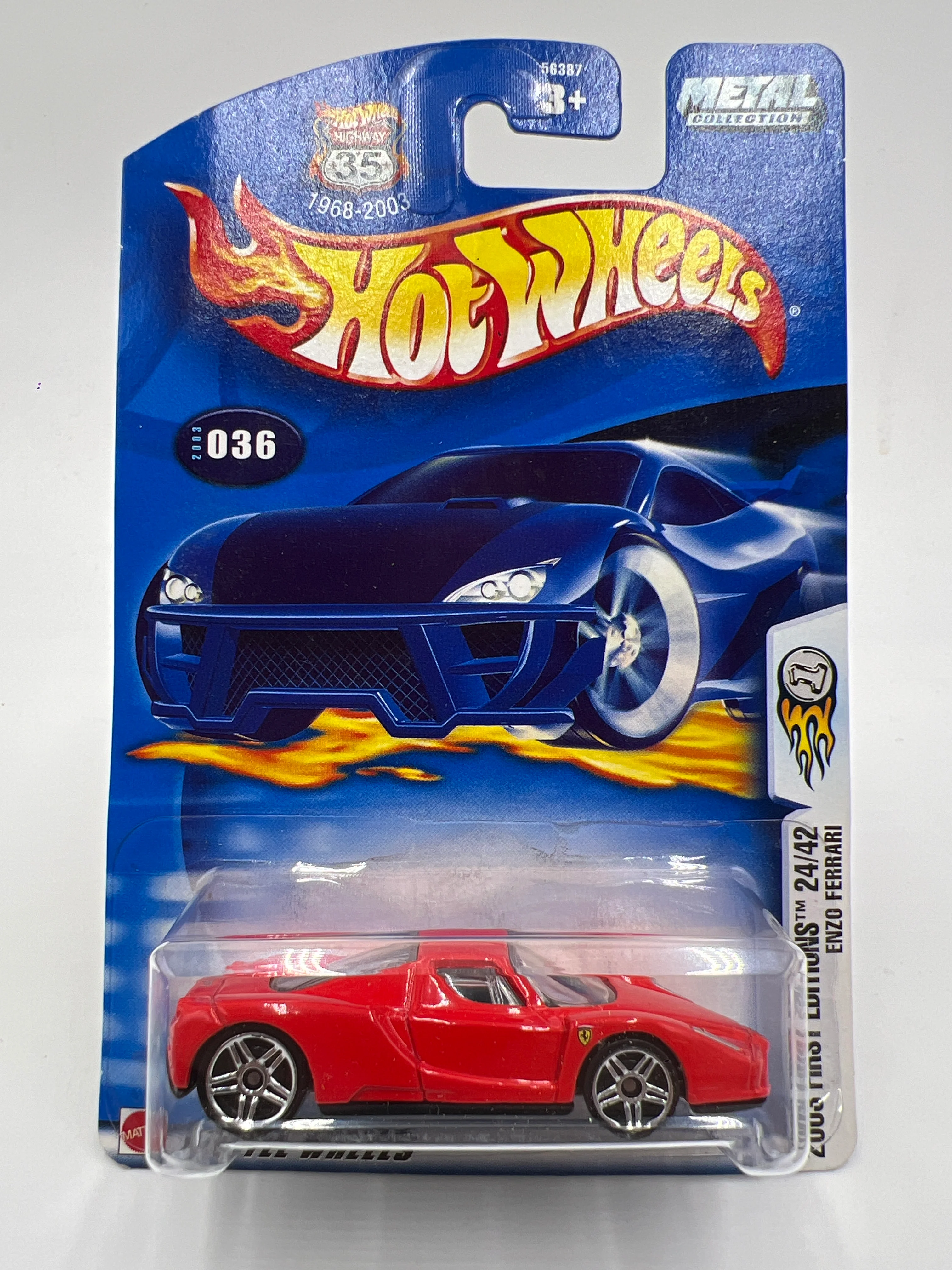 2003 Hot Wheels First Editions #36 Enzo Ferrari Red W/Protector SR - Image 2