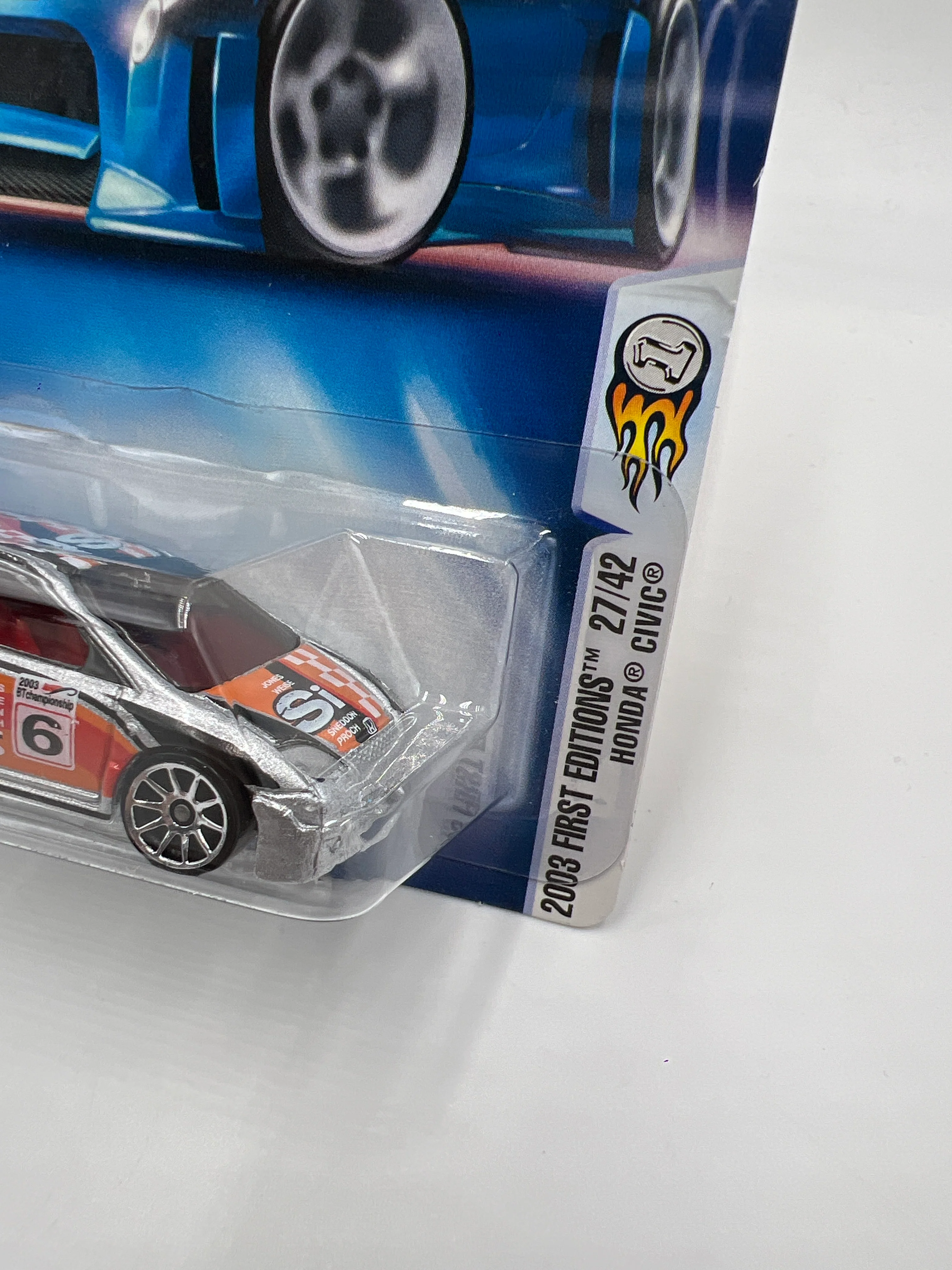 2003 Hot Wheels First Editions #39 Honda Civic Silver 79B - Image 4