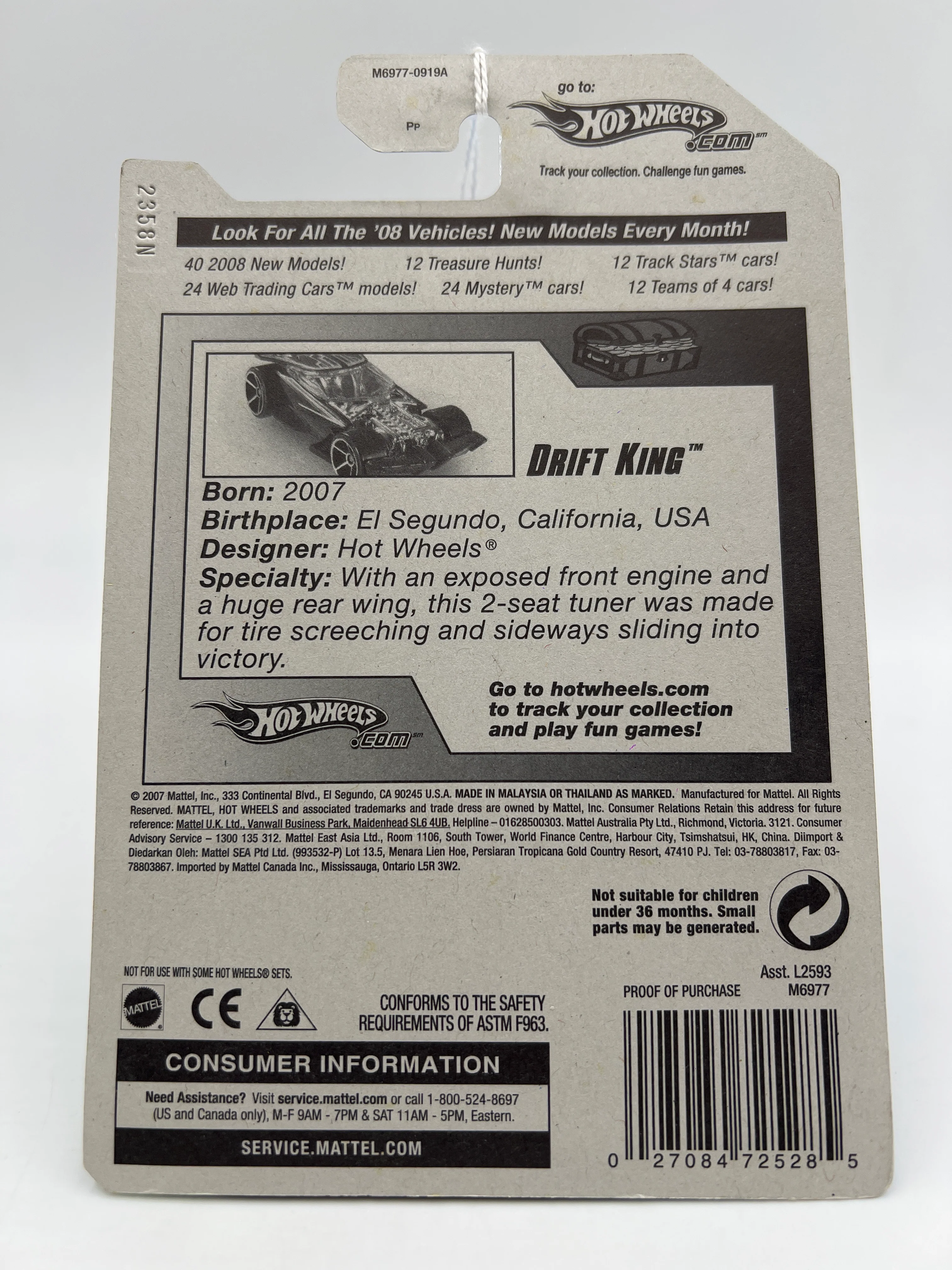 2007 Hot Wheels Treasure Hunt #171 Drift King Black 274F - Image 6
