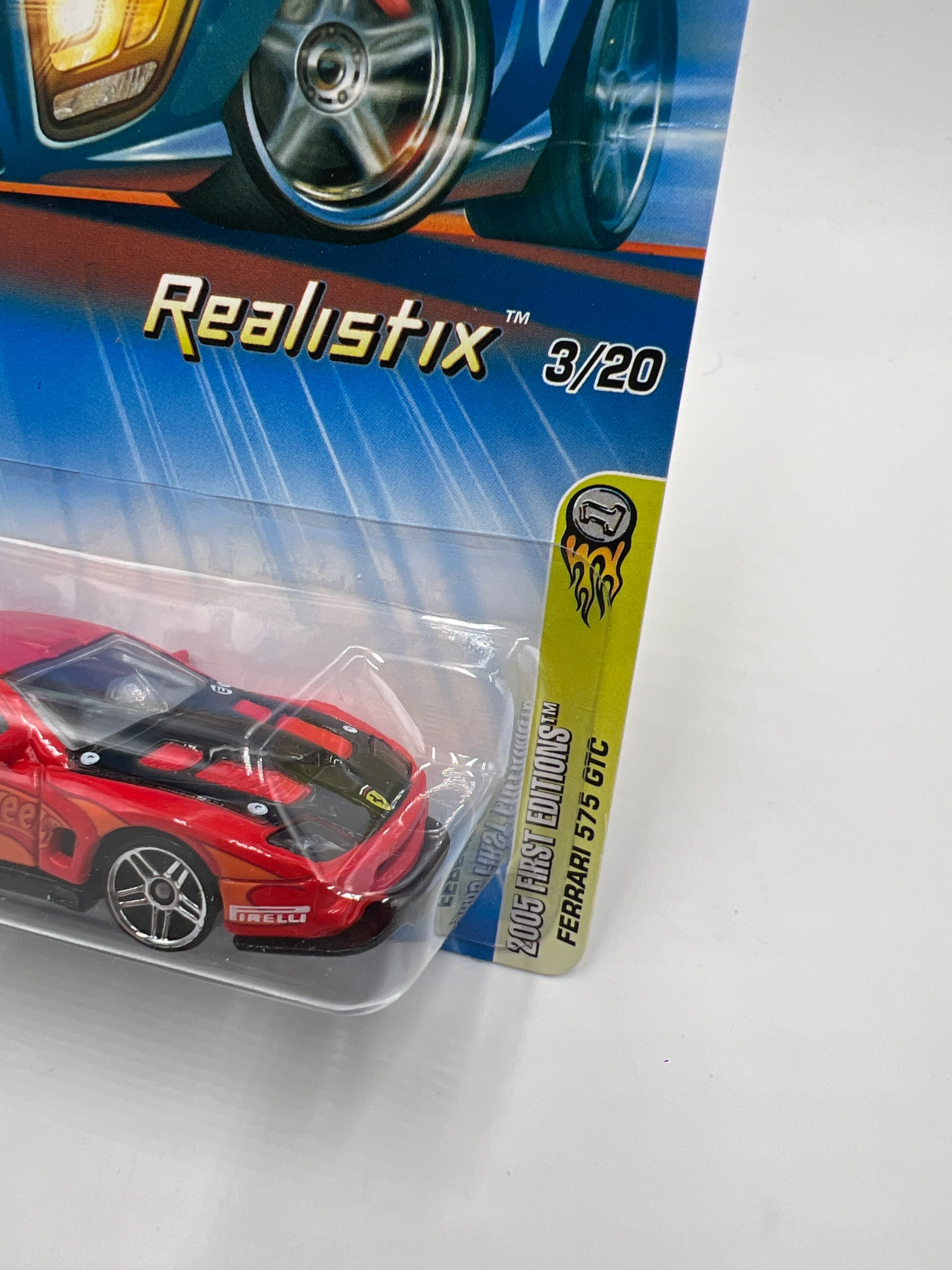 2005 Hot Wheels First Editions Realistix #3 Ferrari 575 GTC Red PR5 Wheels - Image 3