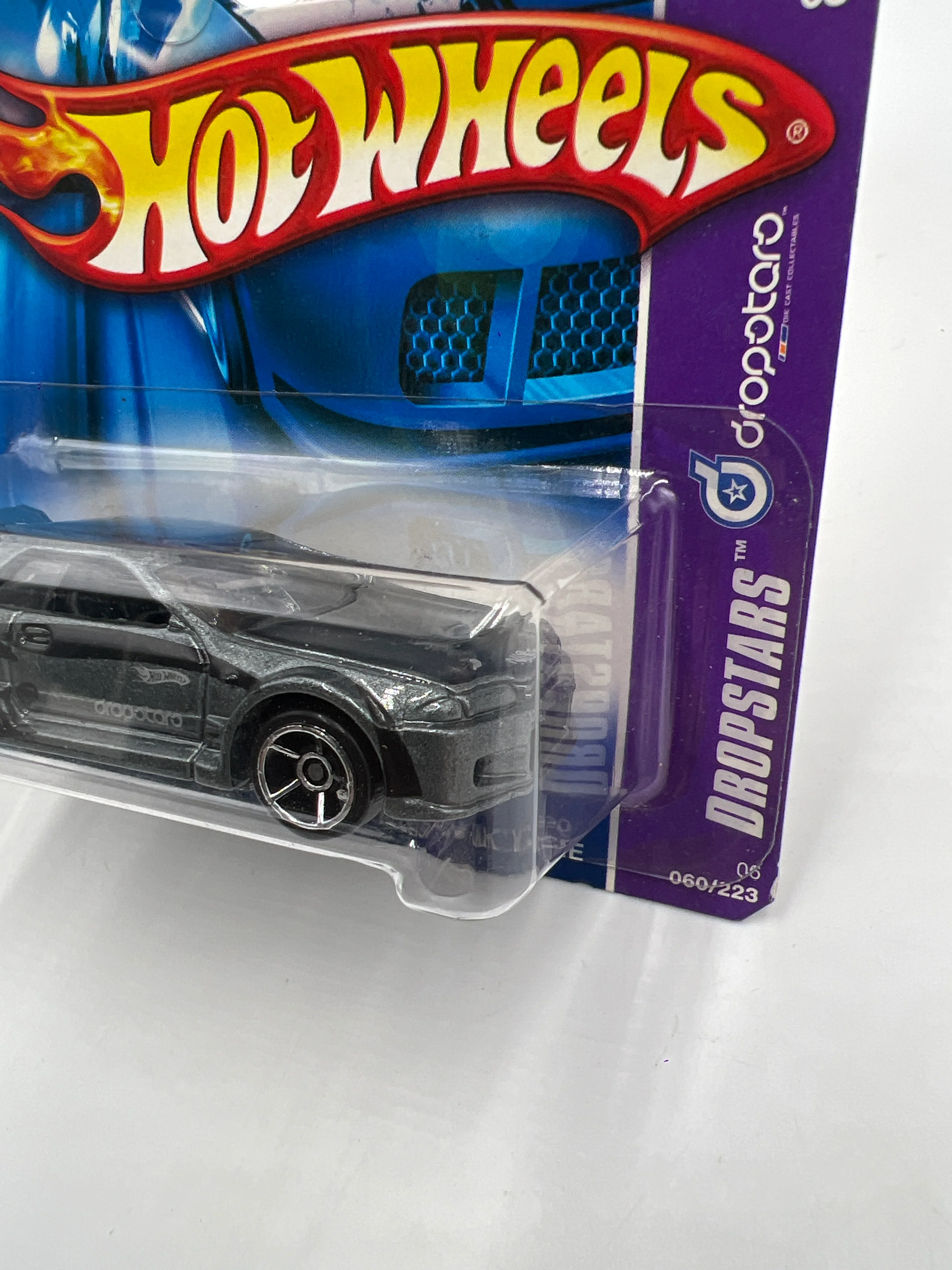 2006 Hot Wheels Dropstars #060 Nissan Skyline Gray HTF Short Card W/Protector - Image 4