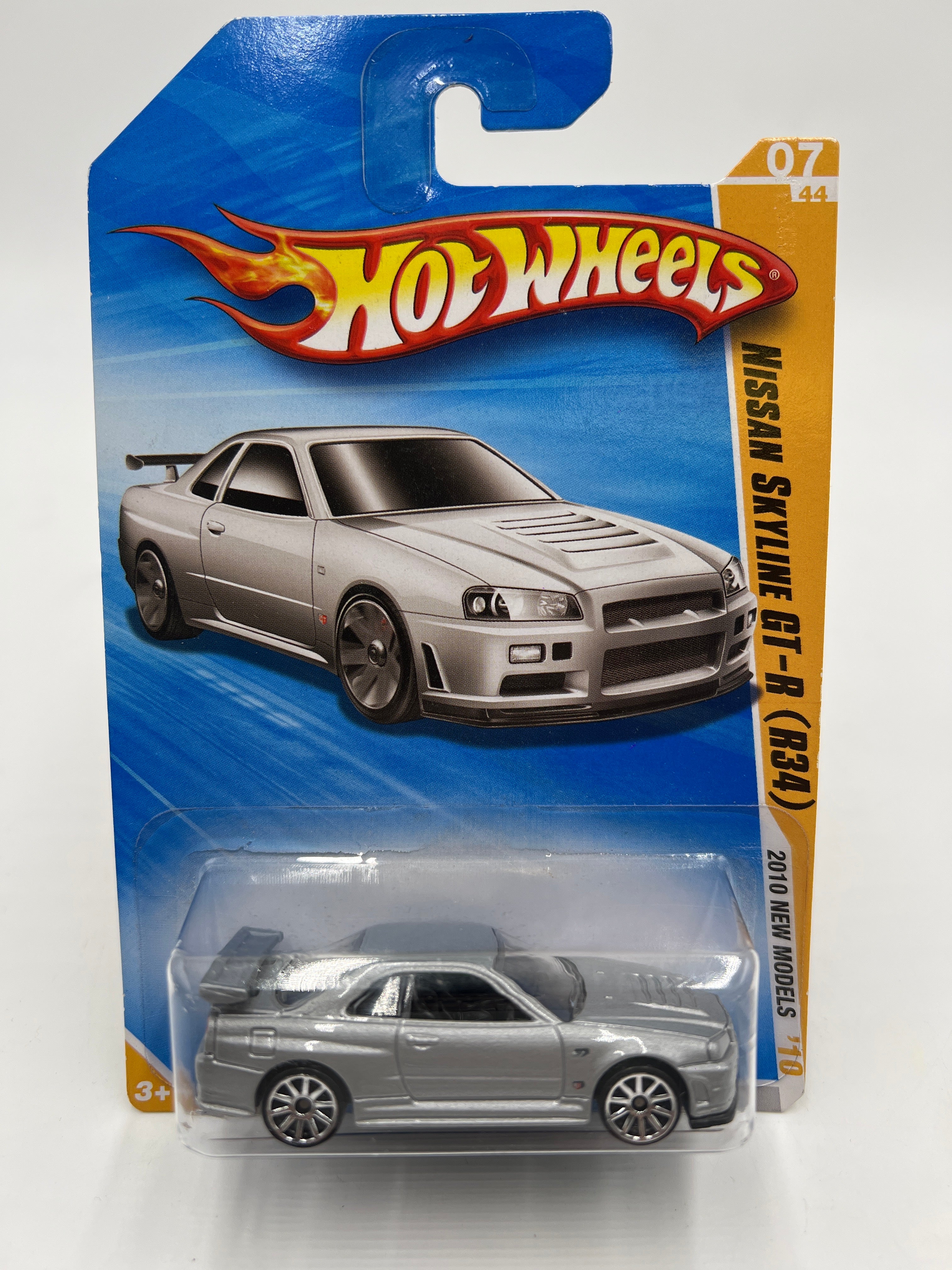 2010 Hot Wheels New Models #007 Nissan Skyline GT-R R34 Silver HTF W/Protector - Image 2