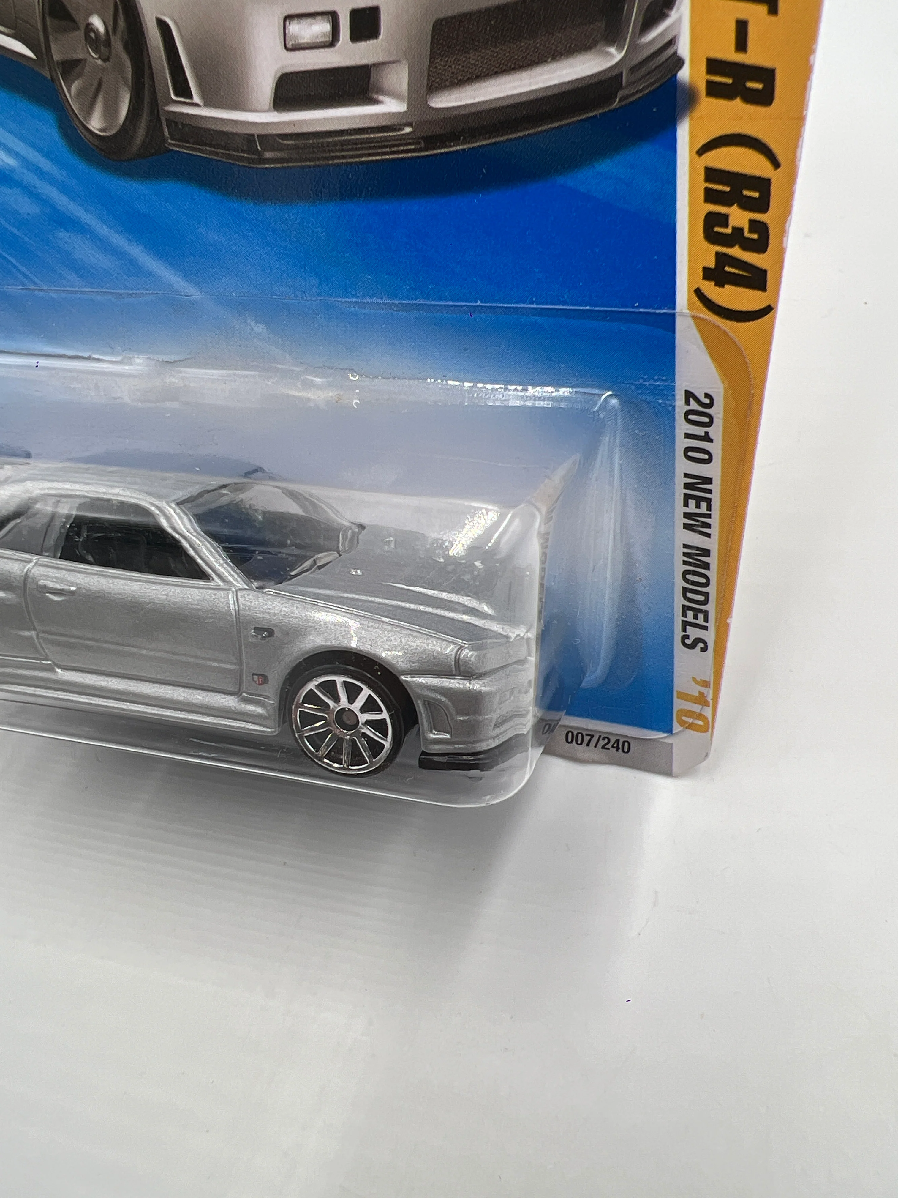 2010 Hot Wheels New Models #007 Nissan Skyline GT-R R34 Silver HTF W/Protector - Image 4