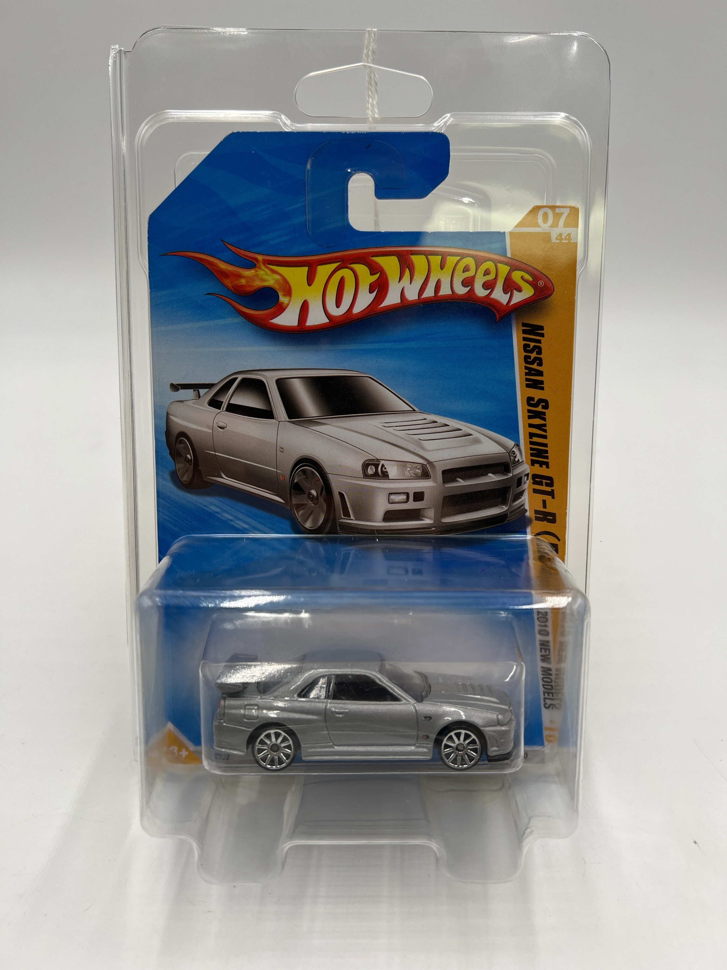 2010 Hot Wheels New Models #007 Nissan Skyline GT-R R34 Silver HTF W/Protector - Image 7