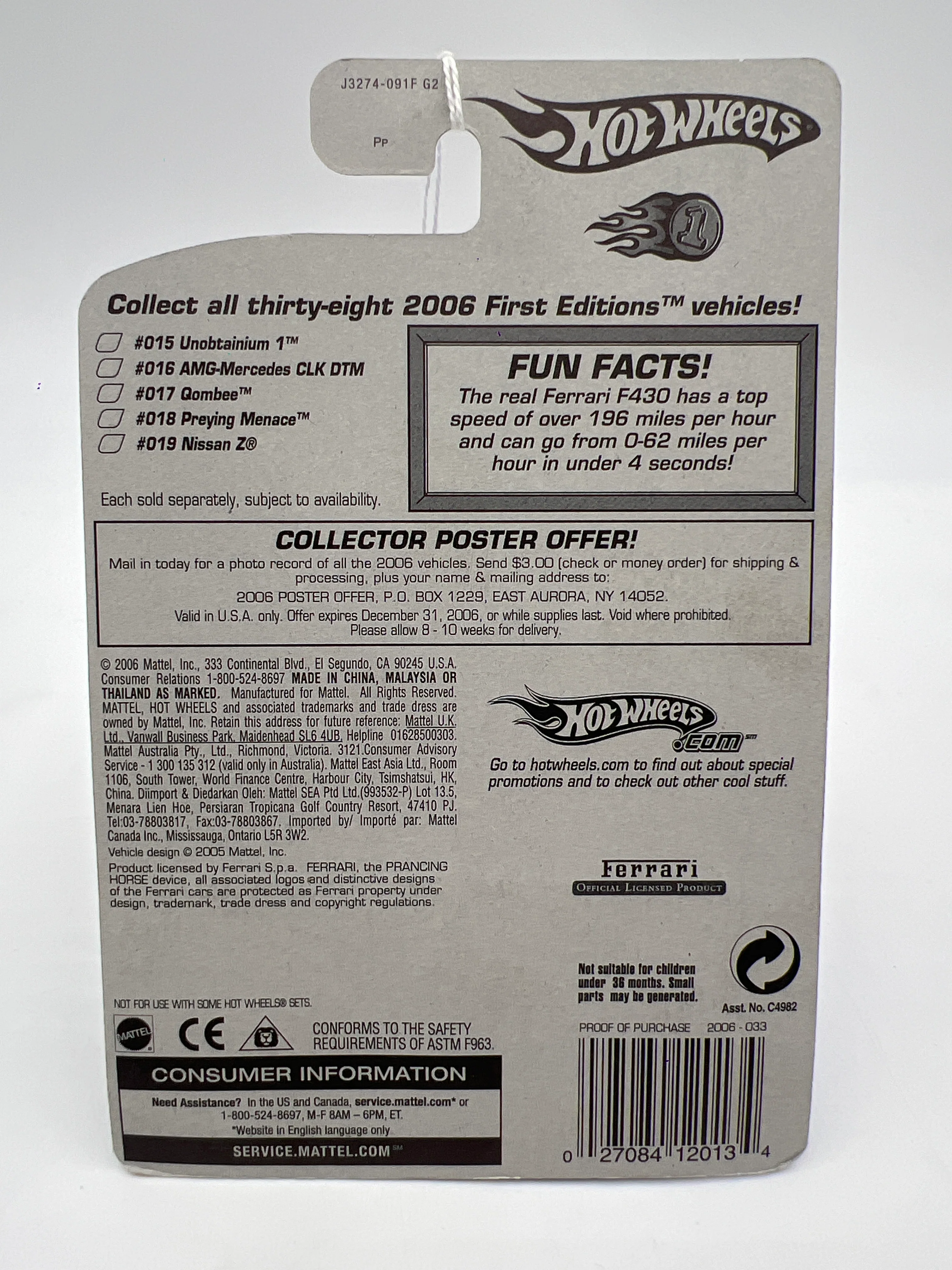 2006 Hot Wheels First Editions #033 Faster Than Ever Ferrari F430 Spider Red *Tastefully Altered Card* - Image 7