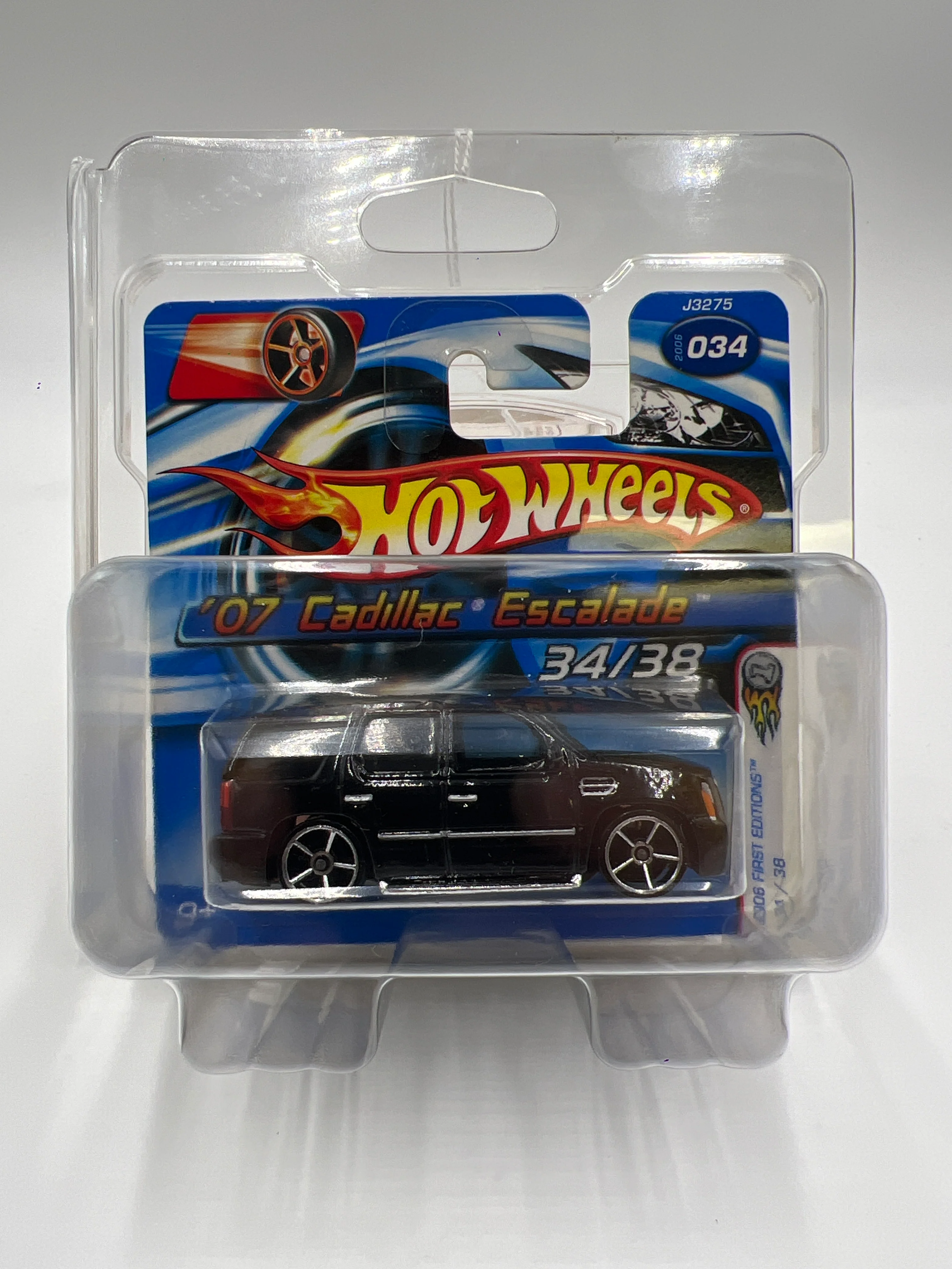 2006 Hot Wheels First Editions #034 07 Cadillac Escalade Black FTE Chromes VHTF Short Card W/Protector - Image 7