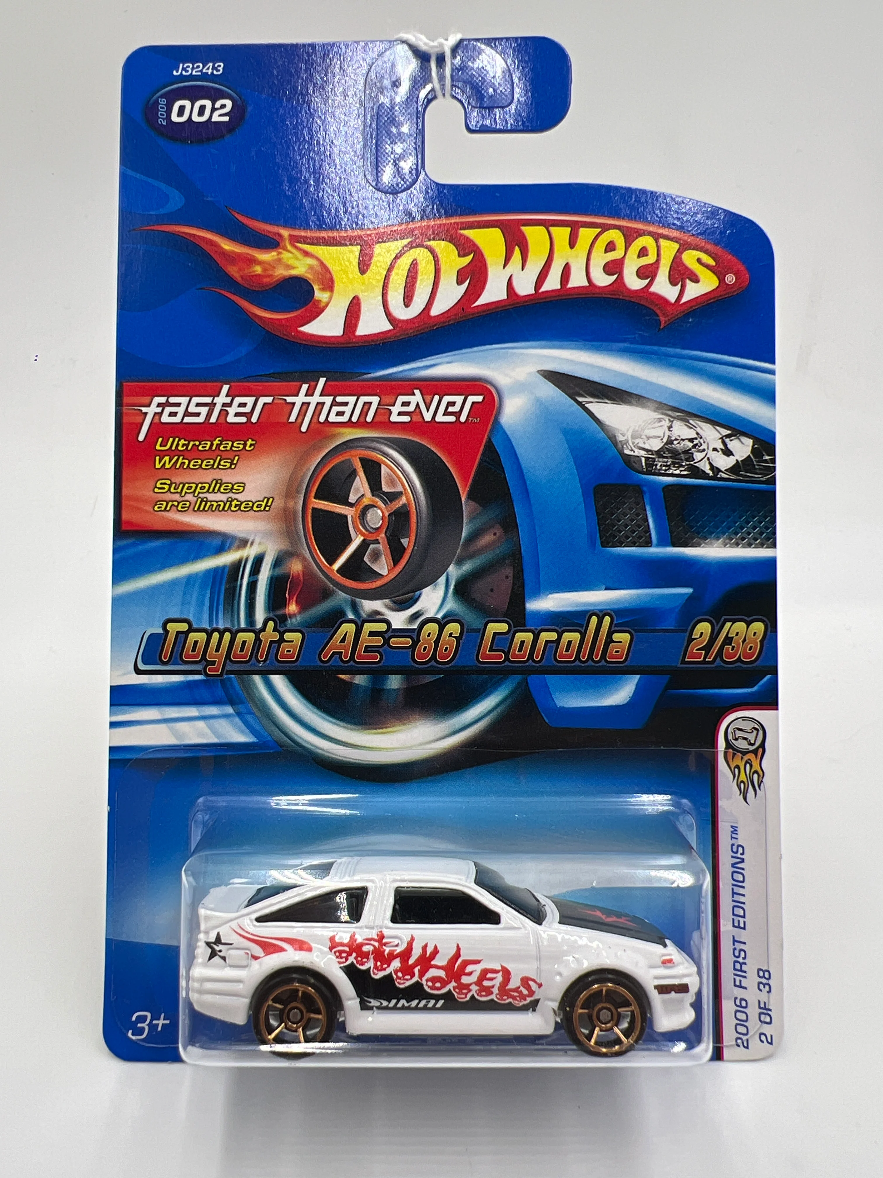 2006 Hot Wheels First Editions #2 Faster Than Ever Toyota AE-86 Corolla White FTE 80A