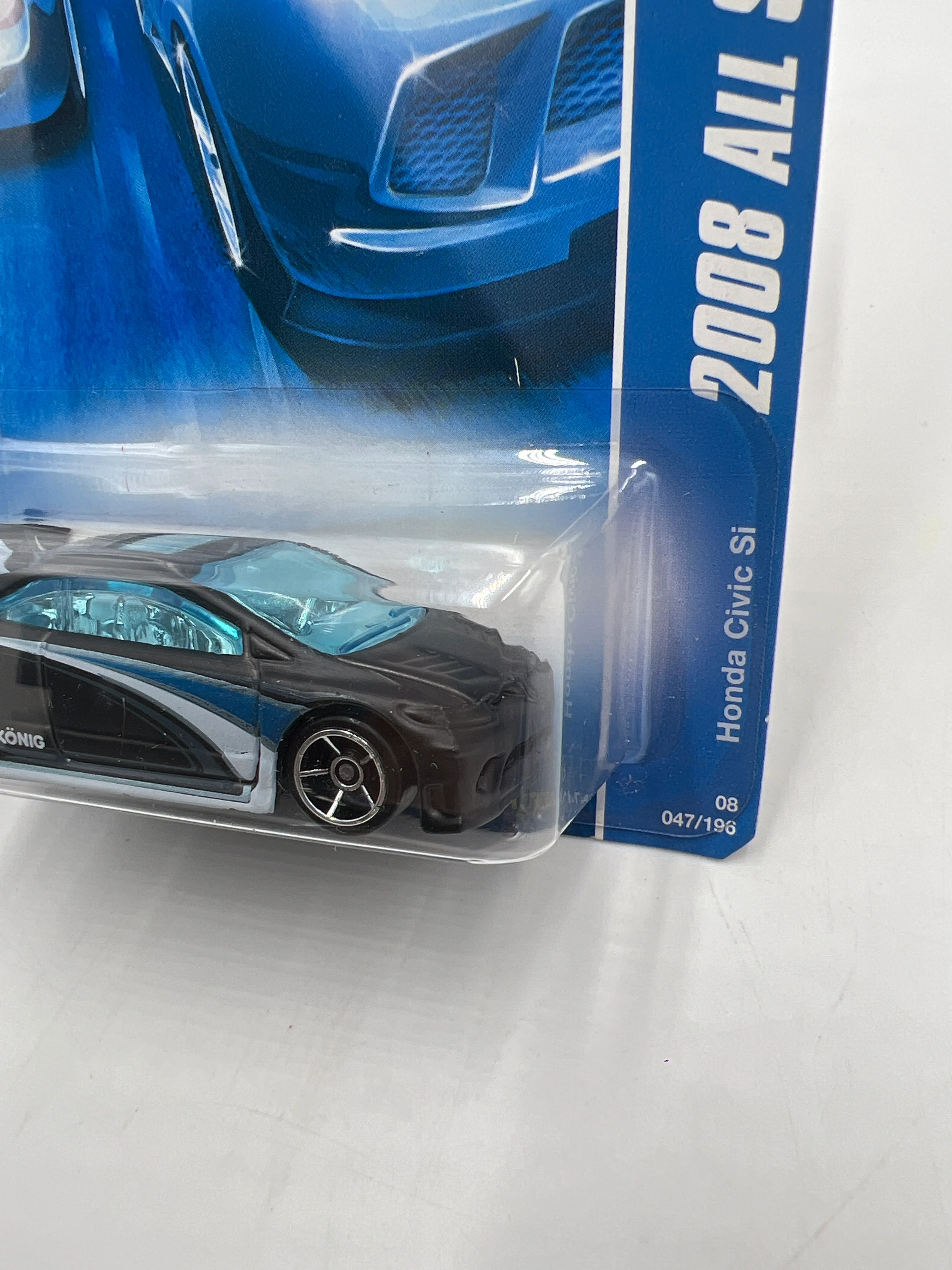 2008 Hot Wheels All Stars #47 Honda Civic Si Black HTF OH5 Wheels W/Protector - Image 4