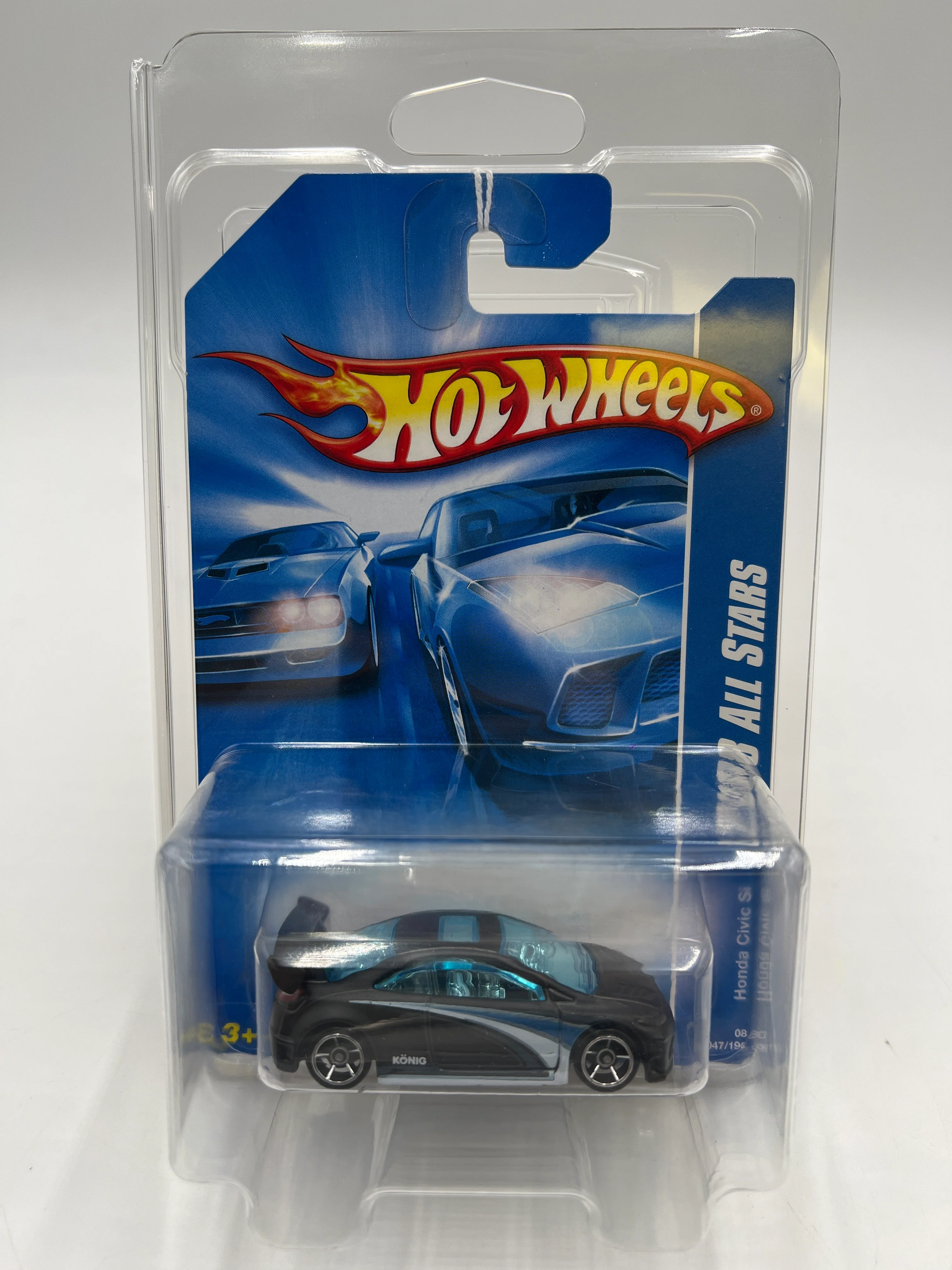 2008 Hot Wheels All Stars #47 Honda Civic Si Black HTF OH5 Wheels W/Protector - Image 7