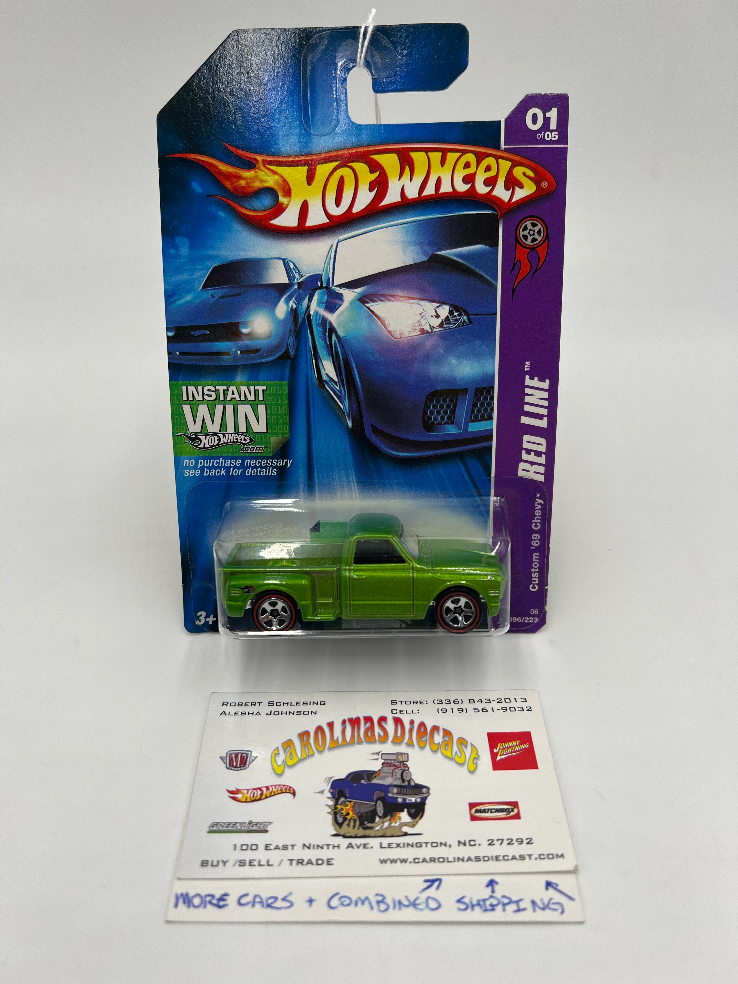 2006 Hot Wheels Red Line #96 Custom 69 Chevy Green 9B