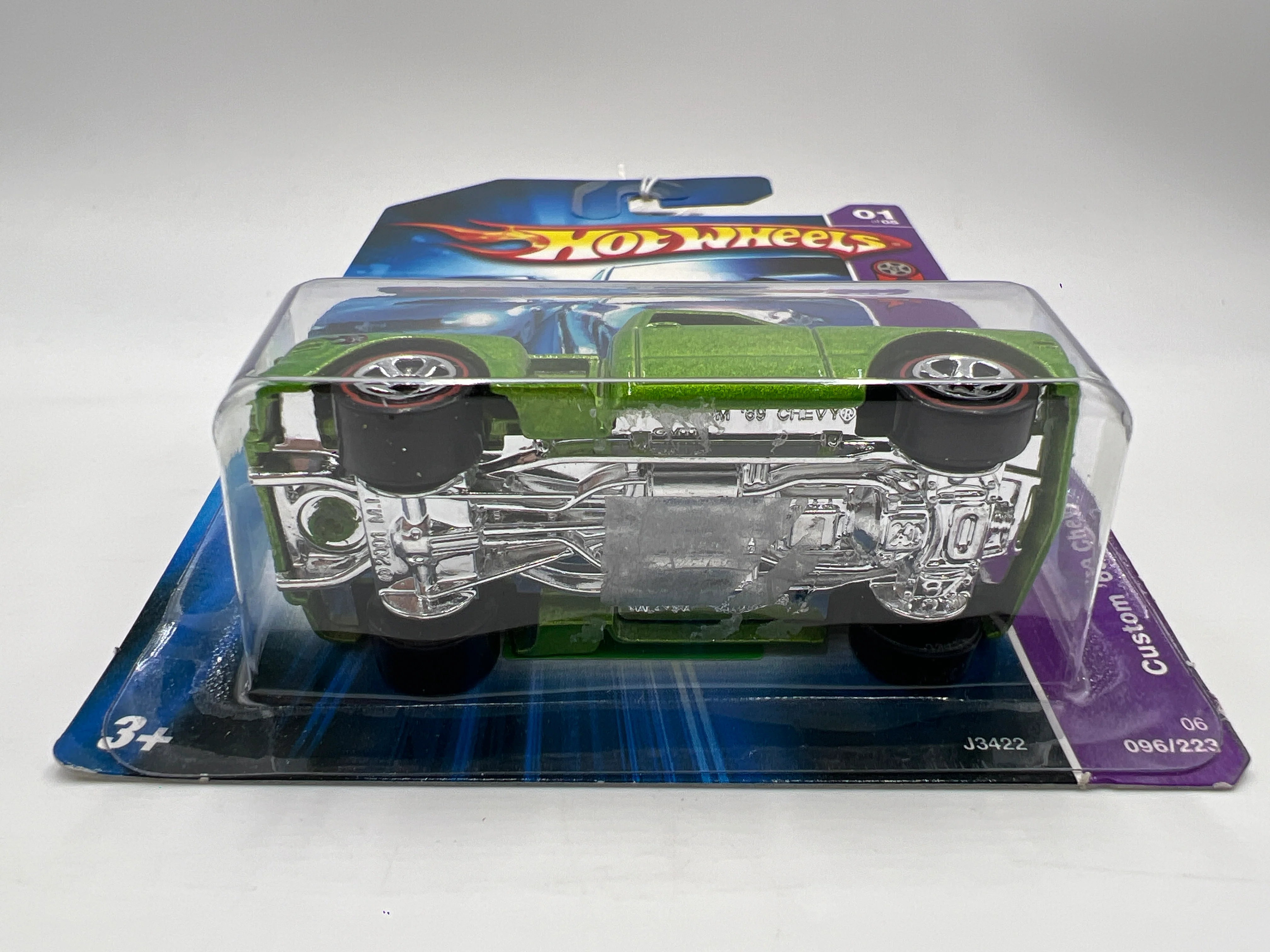 2006 Hot Wheels Red Line #96 Custom 69 Chevy Green 9B - Image 6
