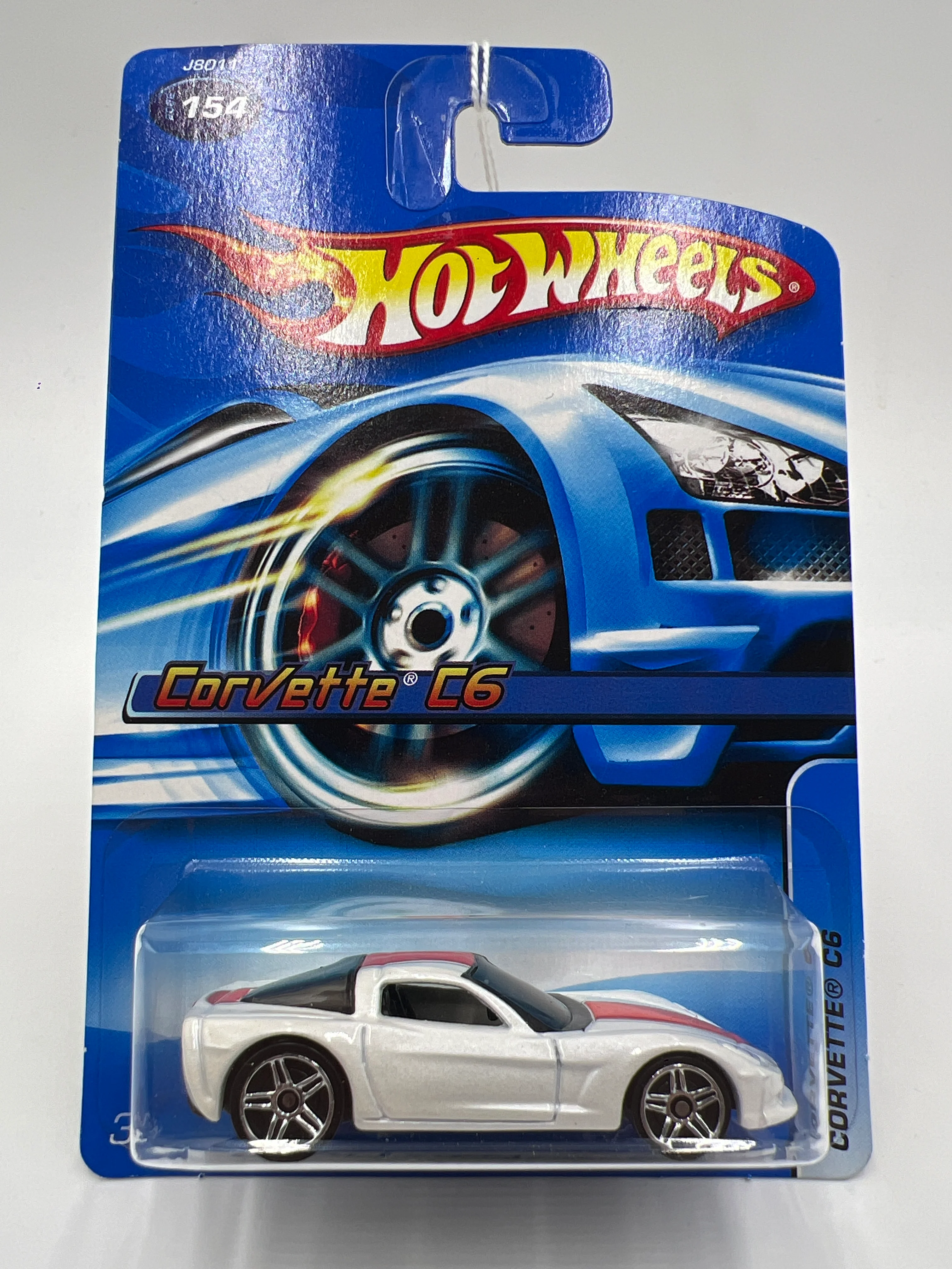 2006 Hot Wheels #154 Corvette C6 White 16D - Image 2