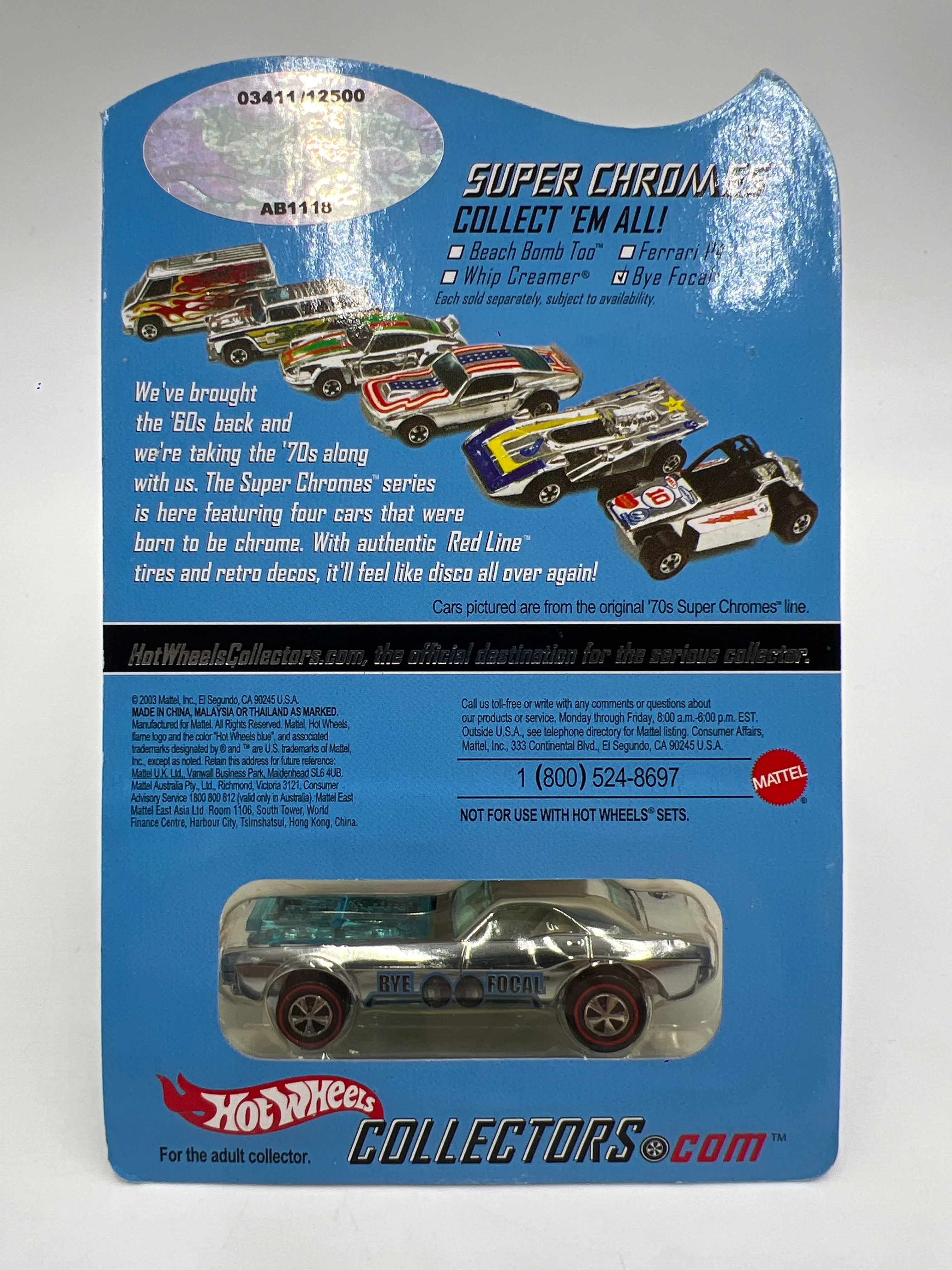 2003 Hot Wheels RLC Super Chromes #4 3411/12500 Bye Focal W/Protector - Image 6
