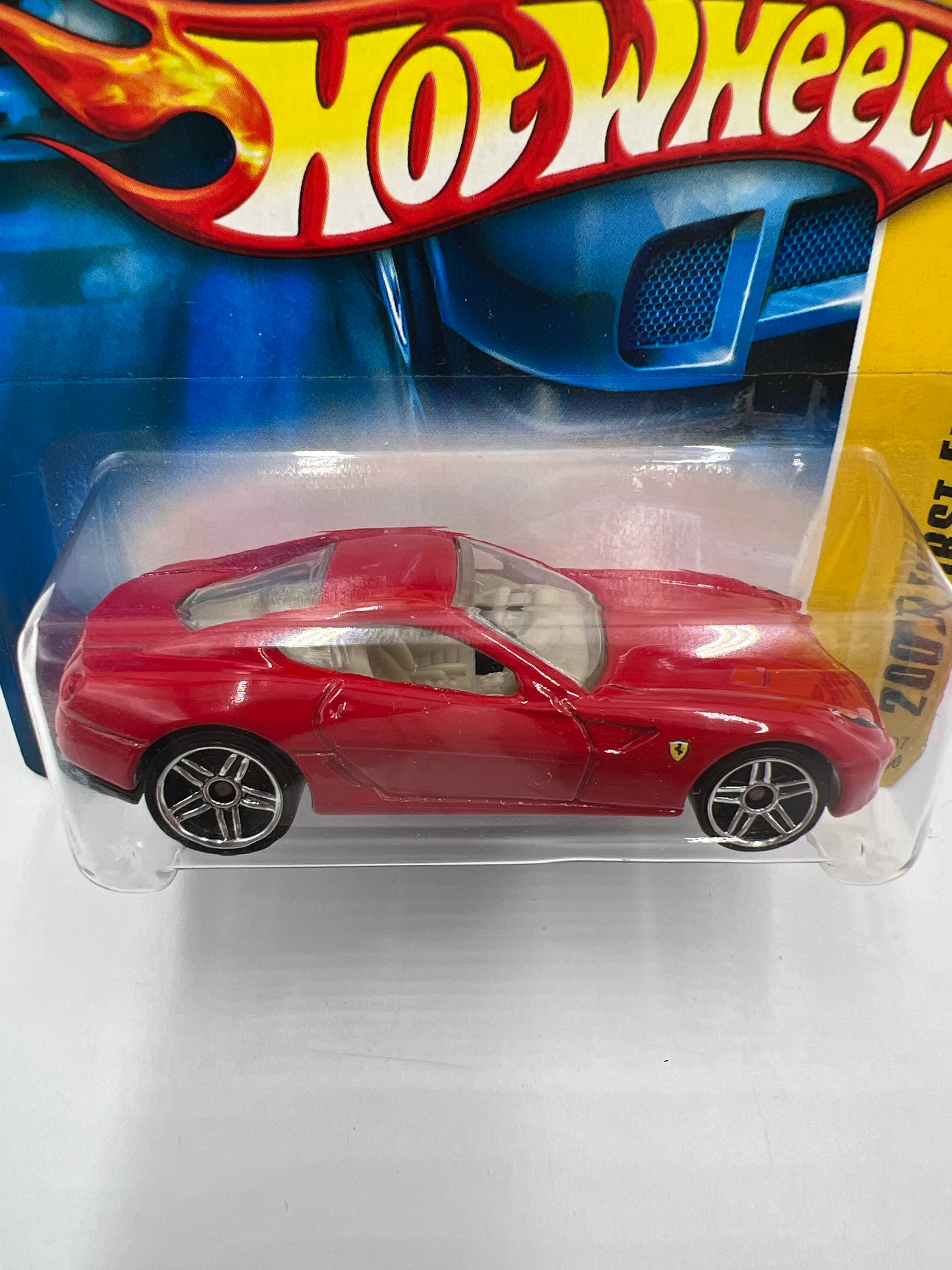 2007 Hot Wheels First Editions #014 Ferrari 599 GTB Red Short Card W/Protector - Image 3