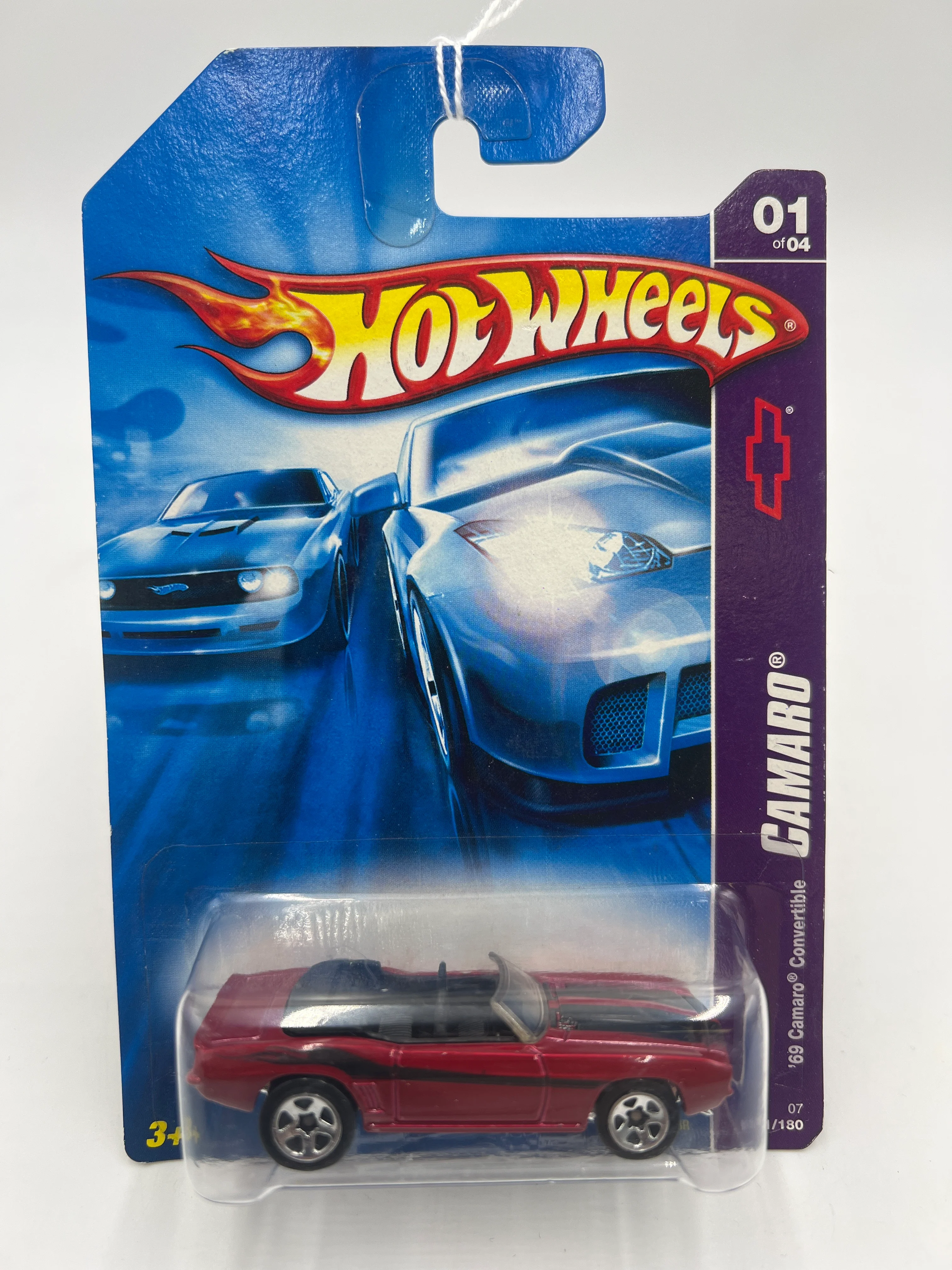 2007 Hot Wheels Camaro #041 69 Camaro Convertible Red 5F - Image 2