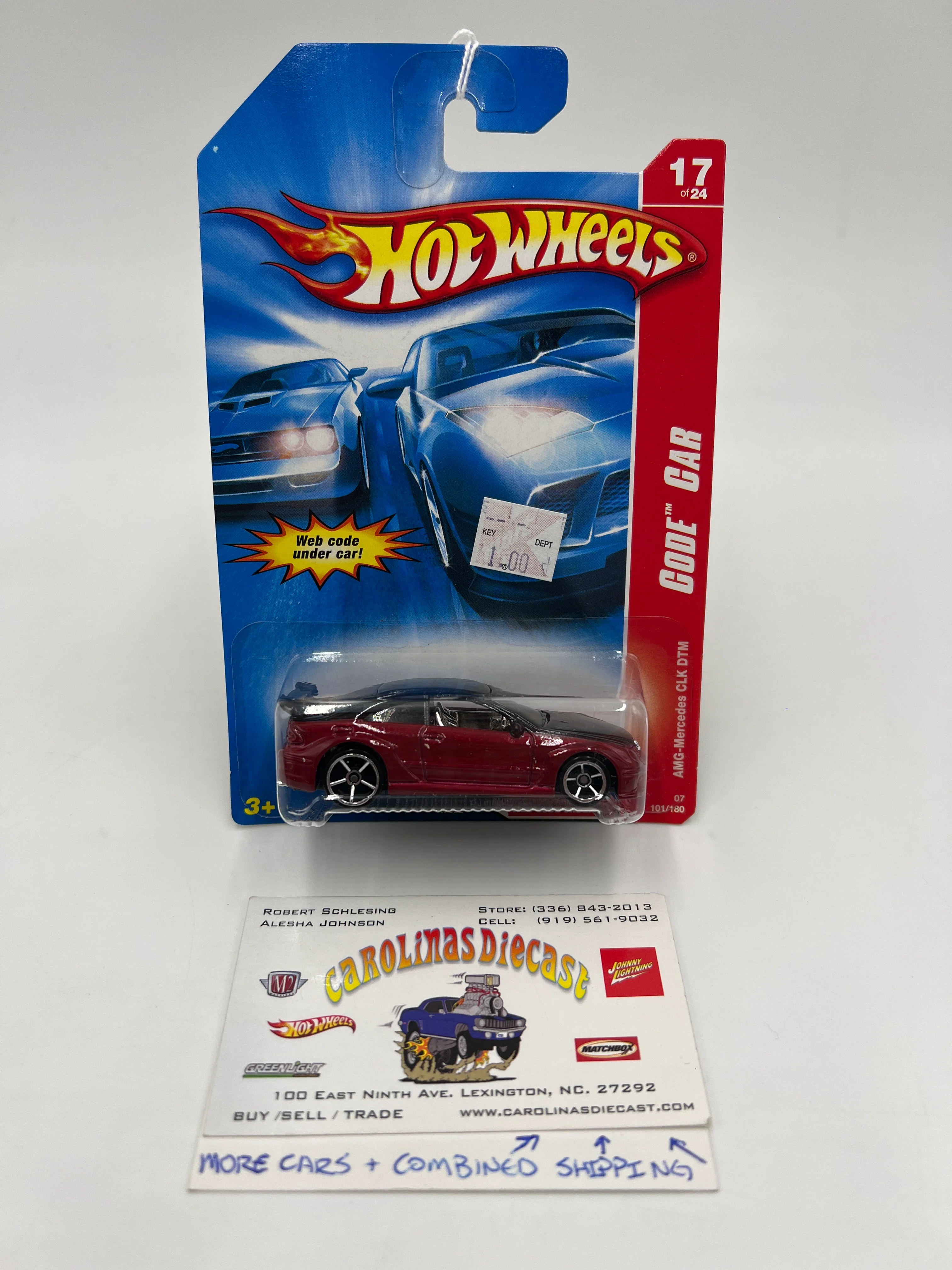 2007 Hot Wheels Code Car #101 AMG-Mercedes CLK DTM Red 90A