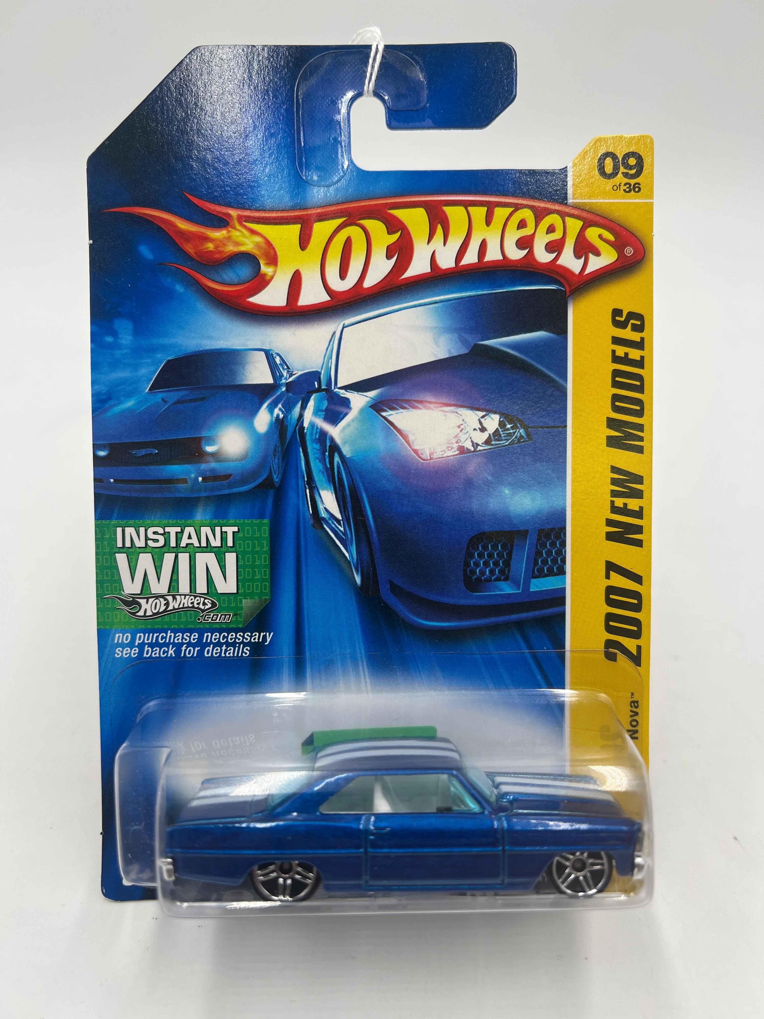 2007 Hot Wheels New Models #009 67 Chevy Nova Blue 14H - Image 2