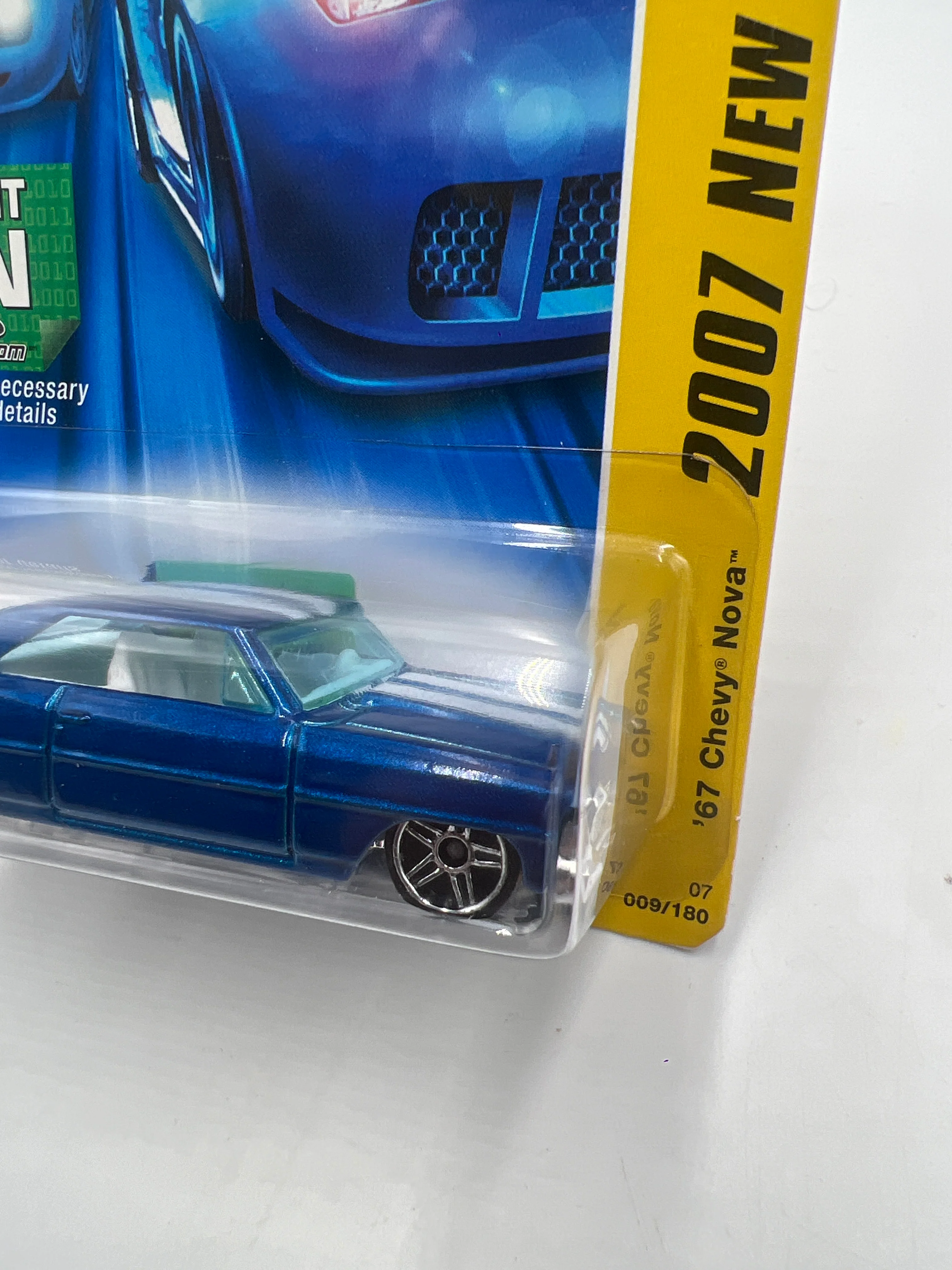 2007 Hot Wheels New Models #009 67 Chevy Nova Blue 14H - Image 4