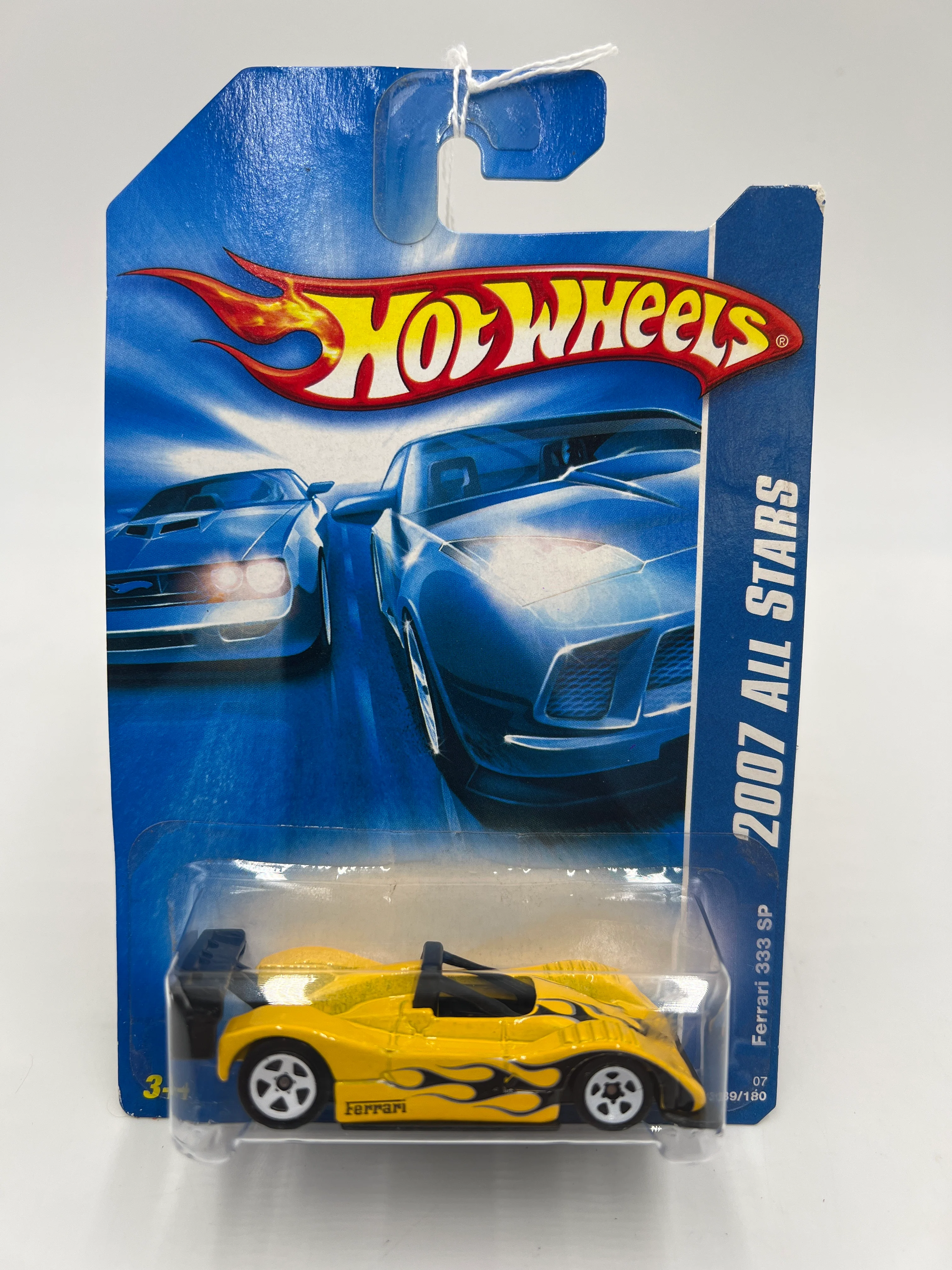 2007 Hot Wheels All Stars #139 Ferrari 333 SP Yellow - Image 2