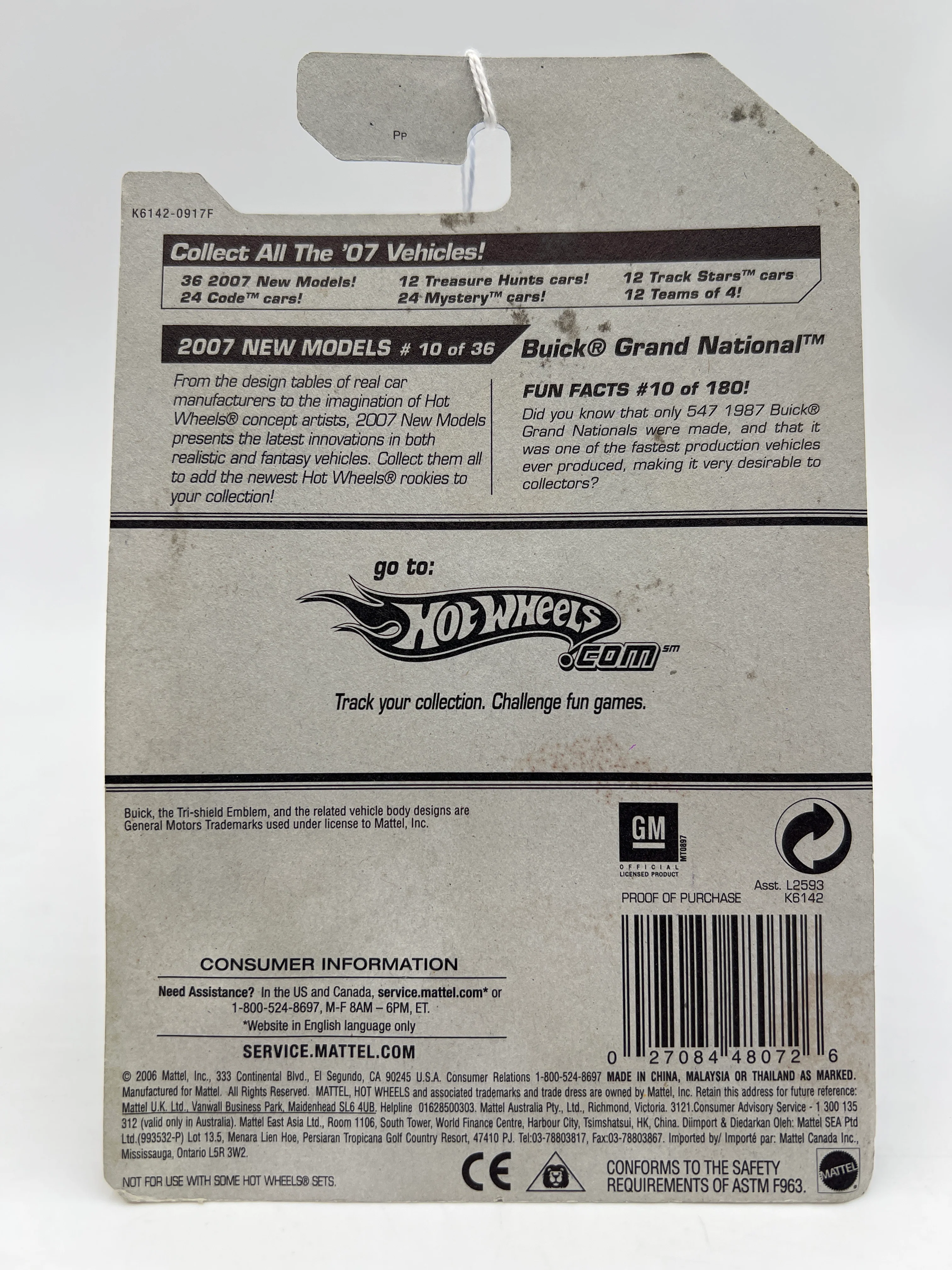 2007 Hot Wheels New Models #10 Buick Grand National Black 48C - Image 7