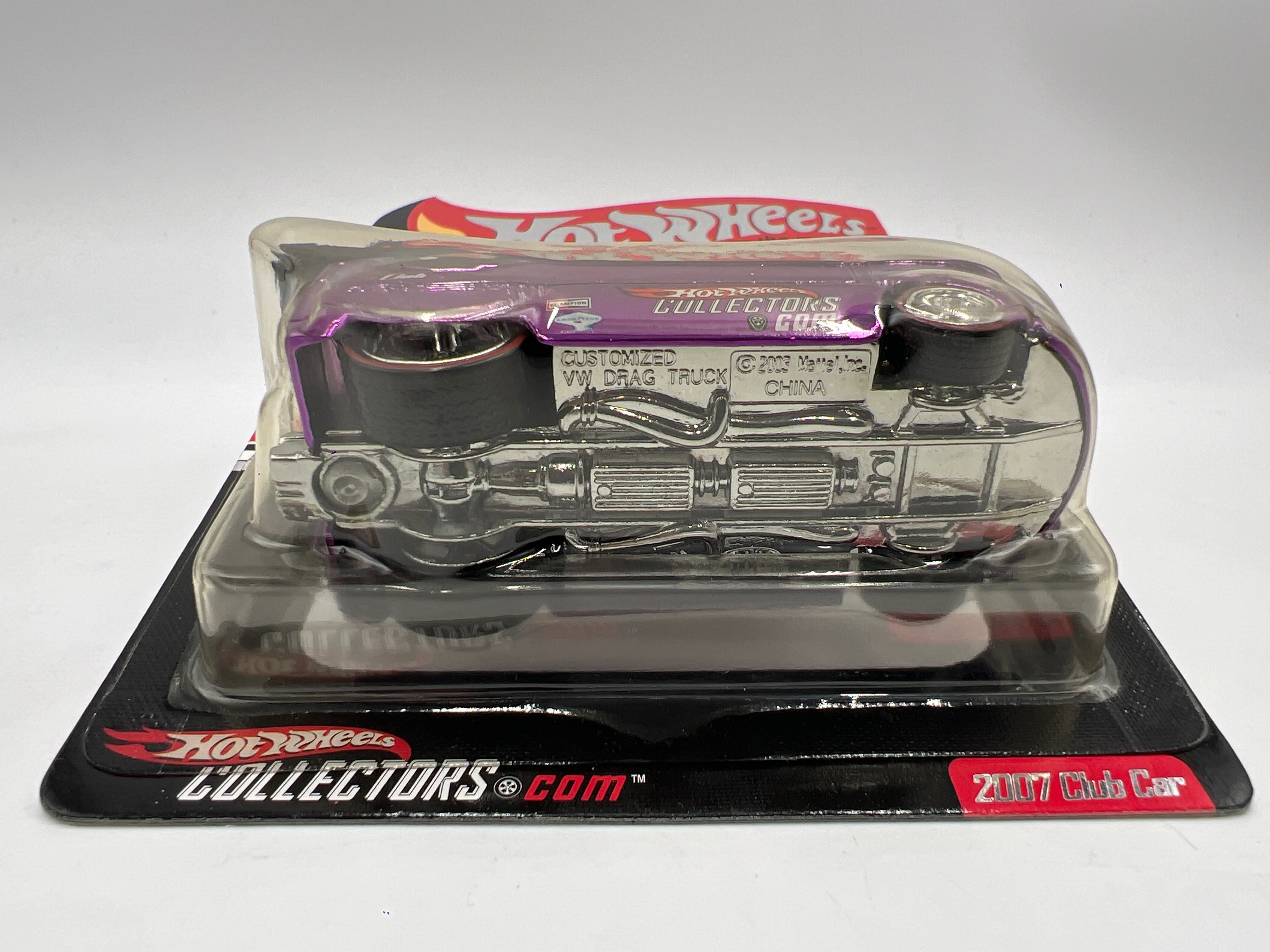 2007 Hot Wheels RLC Club Car Customized Volkswagen Drag Truck Purple 6118/7000 W/Protector & Pin - Image 6