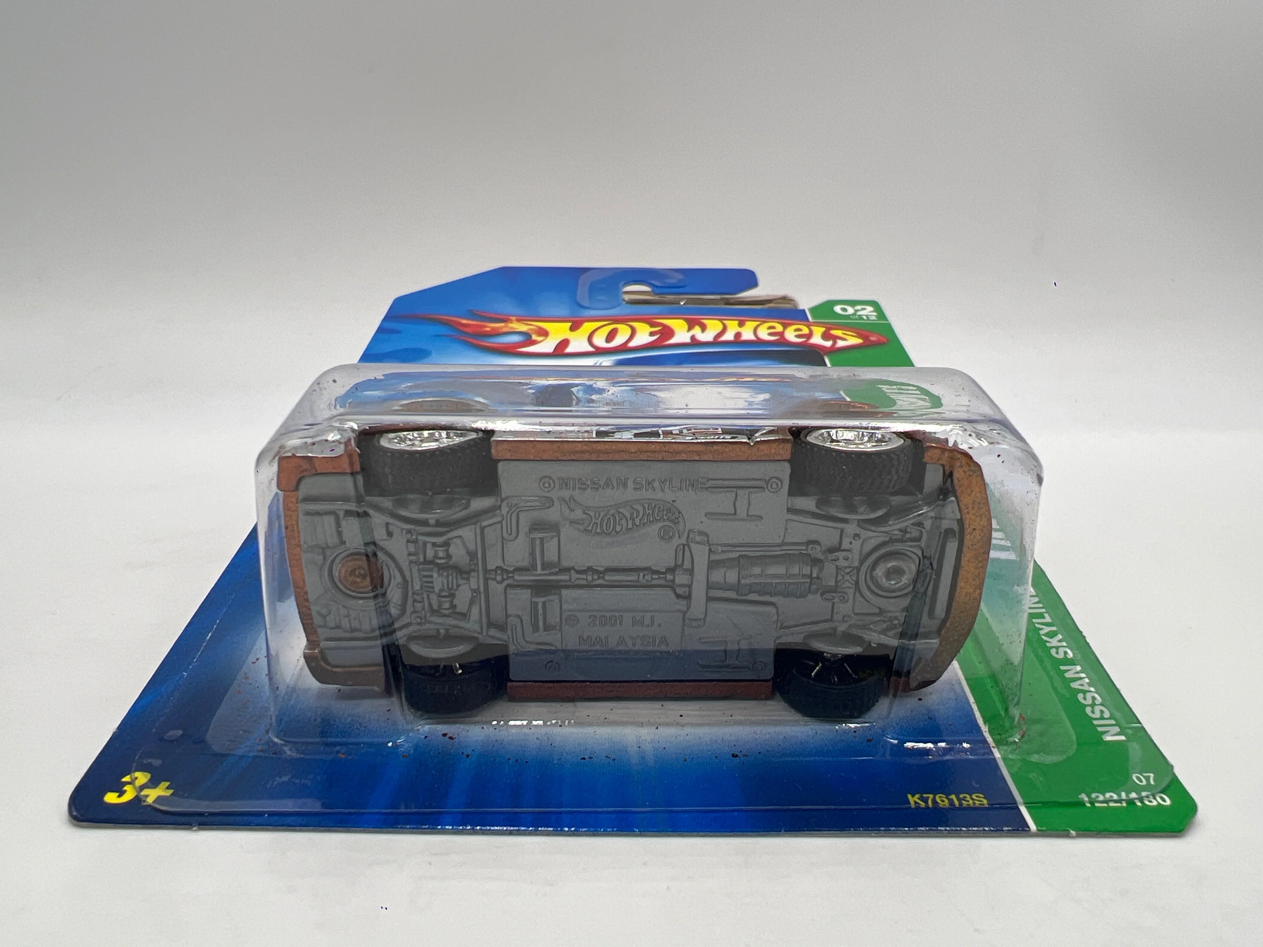 2007 Hot Wheels Super Treasure Hunt #122 Nissan Skyline Orange/Silver W/Protector Paint Flaking - Image 5