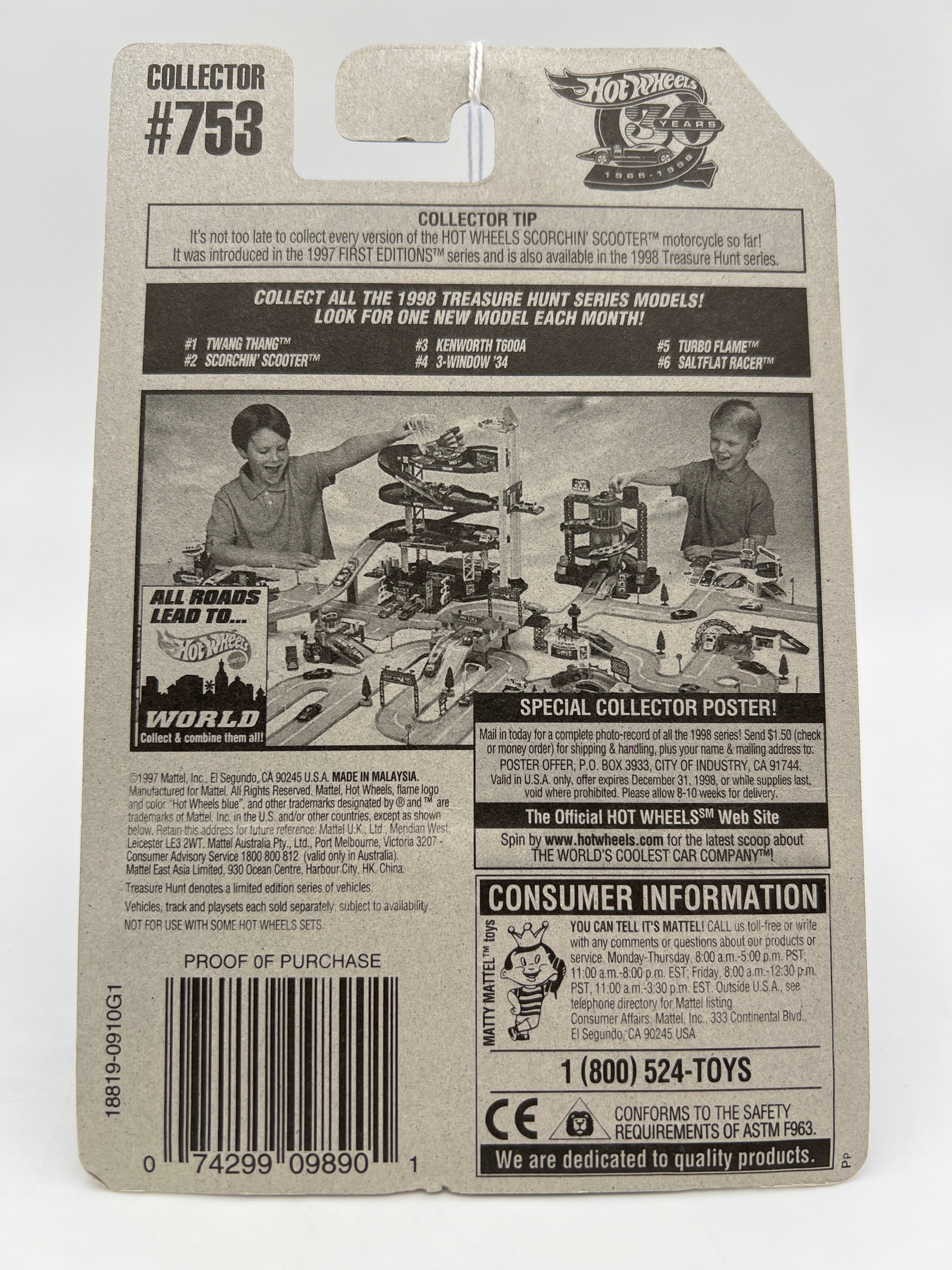 1998 Hot Wheels Treasure Hunt #753 Turbo Flame 283i - Image 6