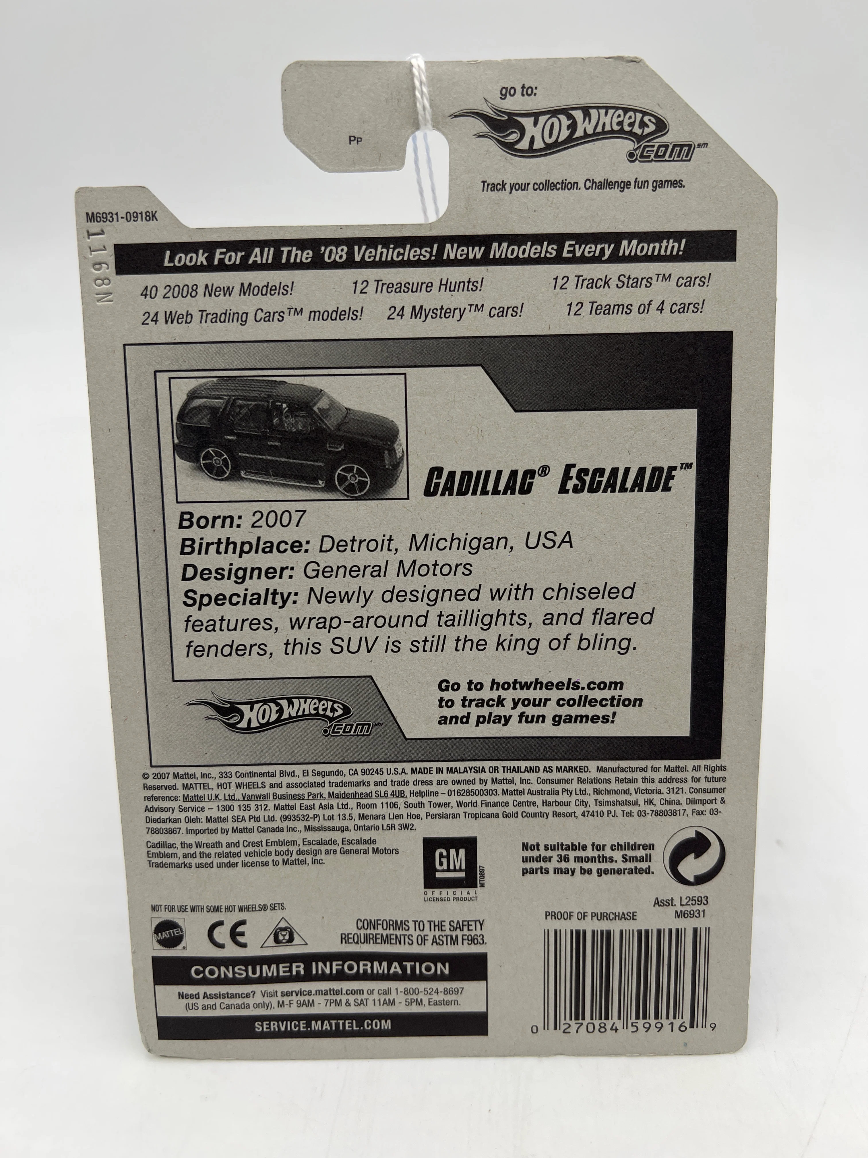 2008 Hot Wheels All Stars #65 Cadillac Escalade Gray 56C - Image 6