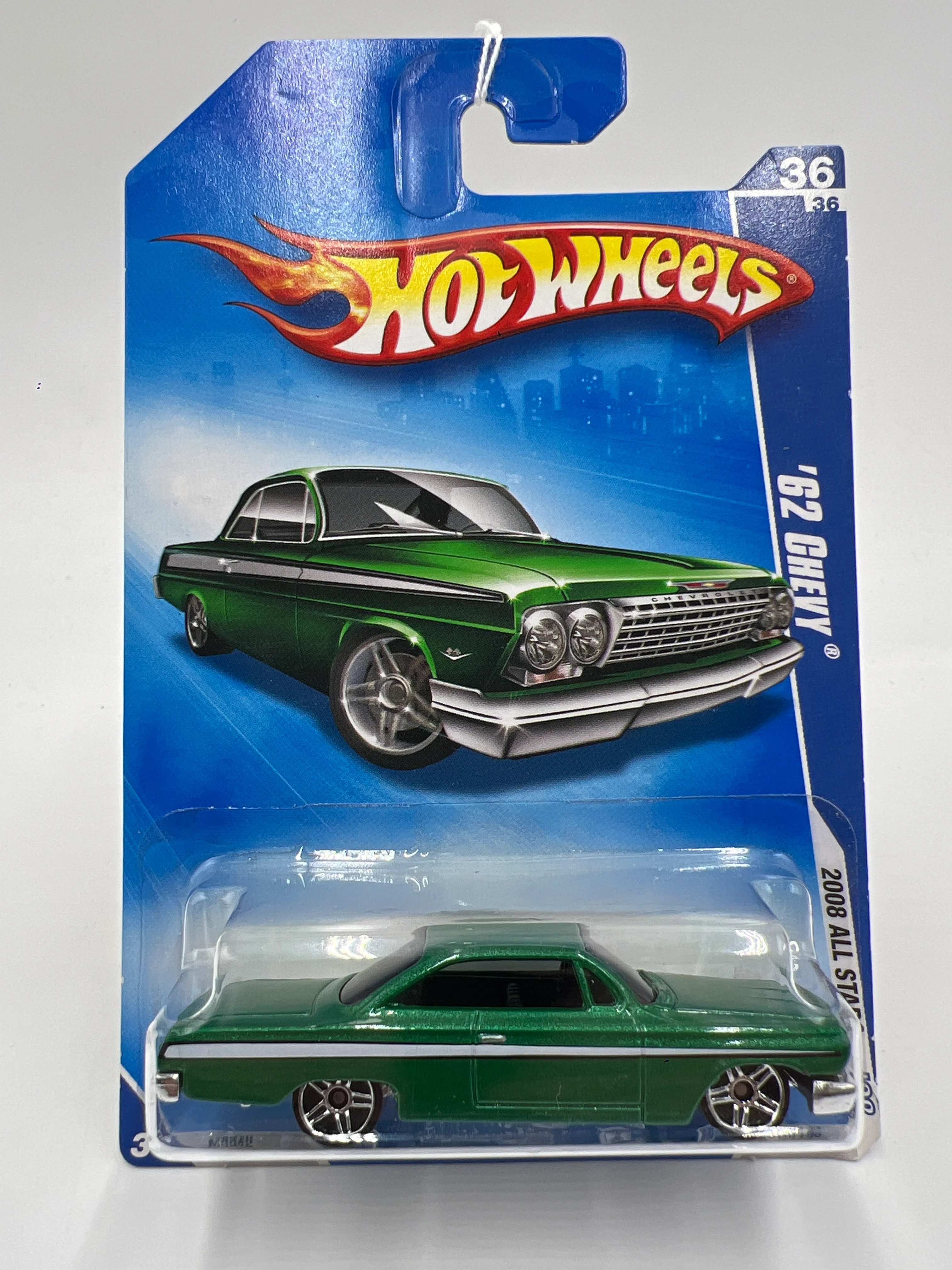 2008 Hot Wheels All Stars #76 62 Chevy Green 18F - Image 2