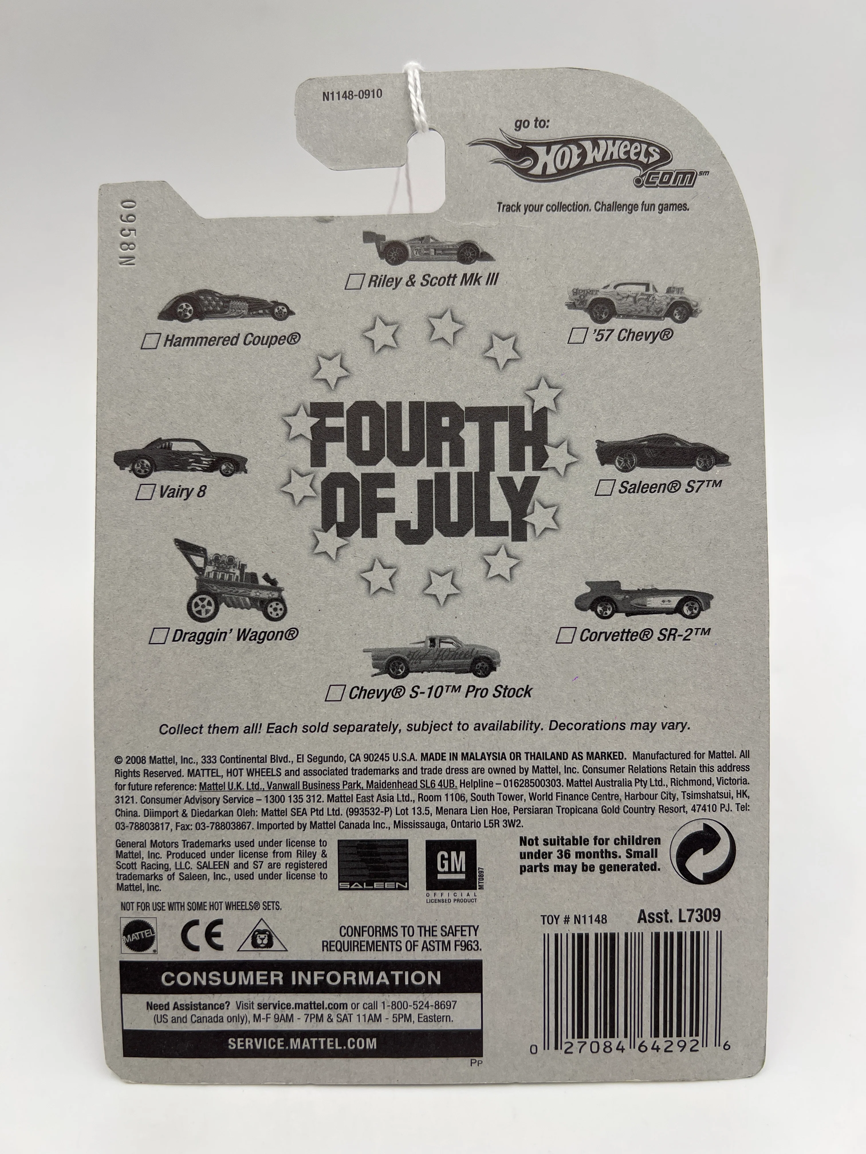 2008 Hot Wheels Fourth Of July Corvette SR-2 Red 155F - Image 6